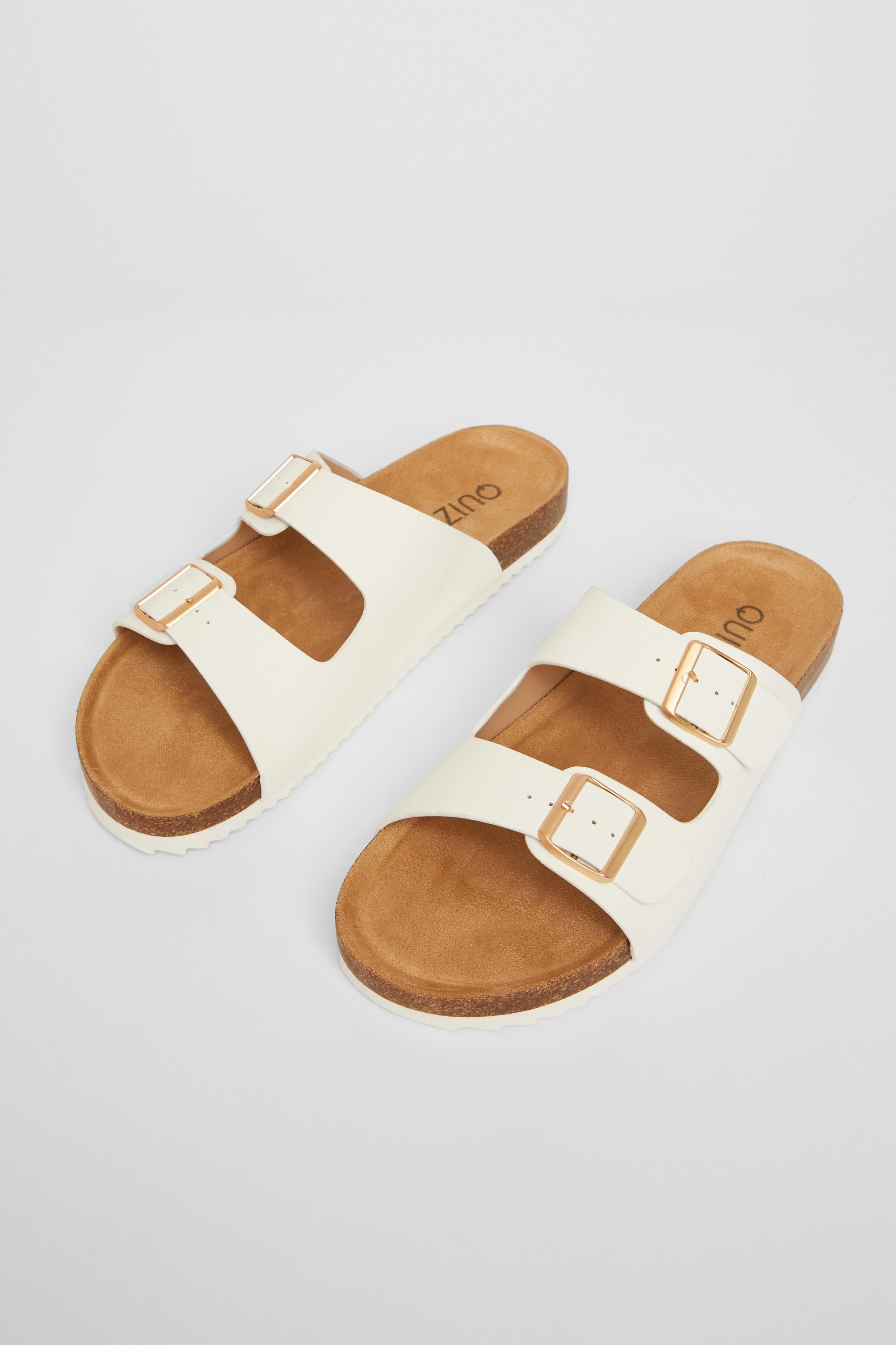 Quiz White Double Buckle Flat Sandals image 2