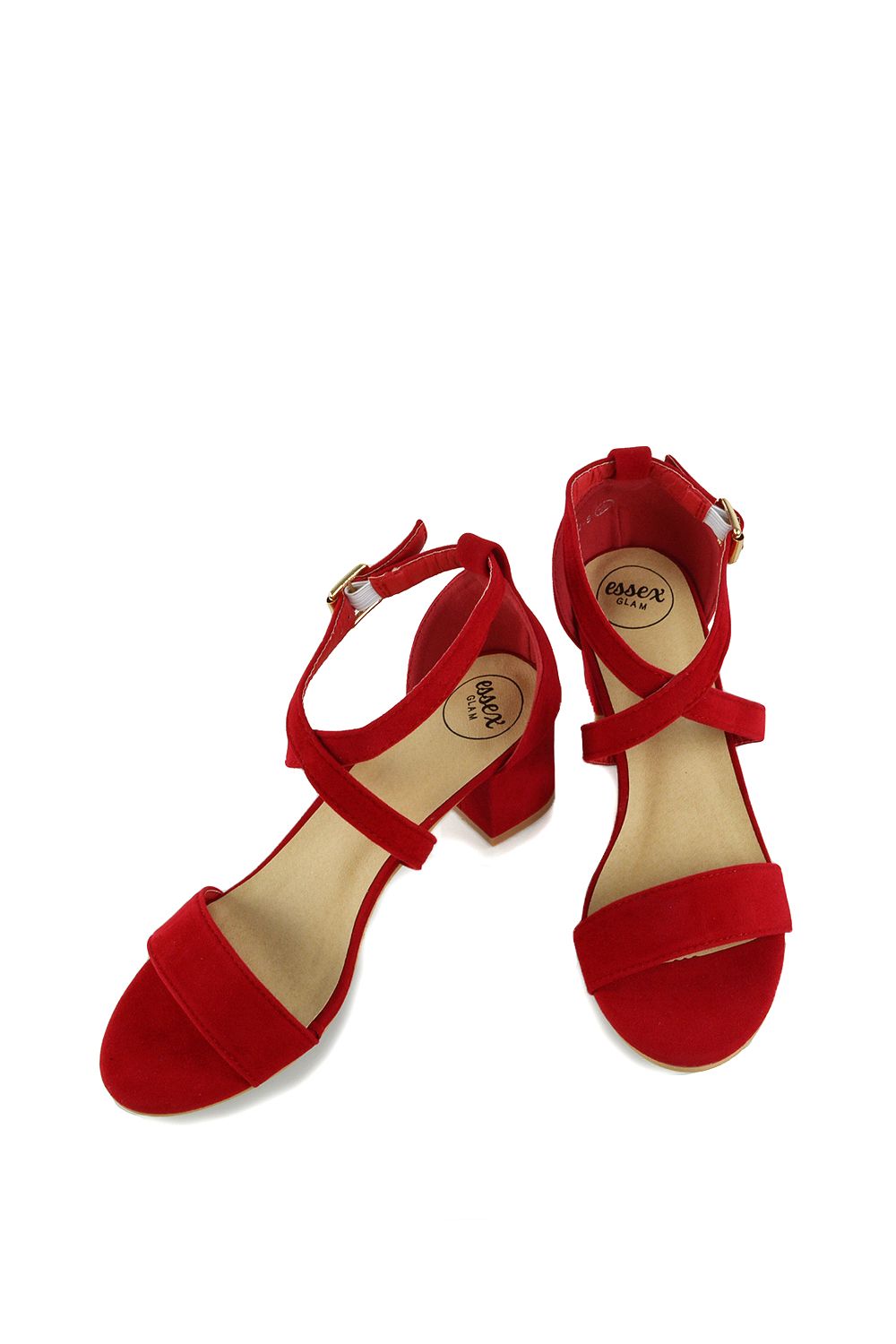 XY London 'Jordyn' Cross Over Buckle Strap Chunky Low Block Heels image 4