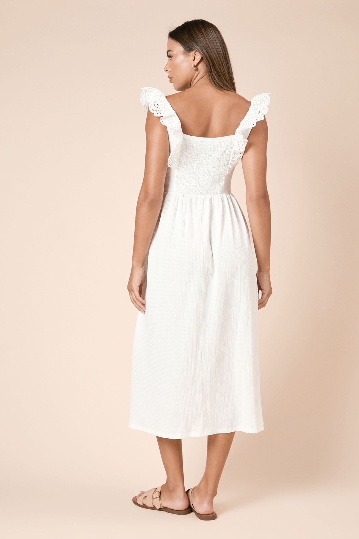 Dorothy Perkins Broderie Sleeve Jersey Midi Dress Ivory image 4