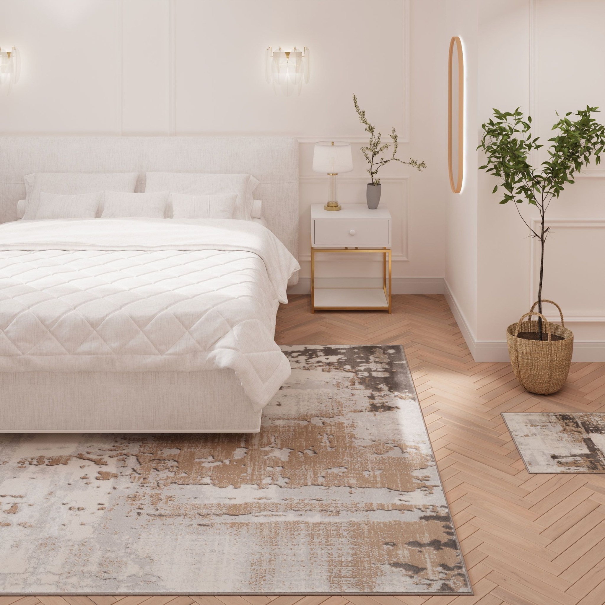 Kukoon Warm Greige Modern Distressed Abstract Beige Rug image 2