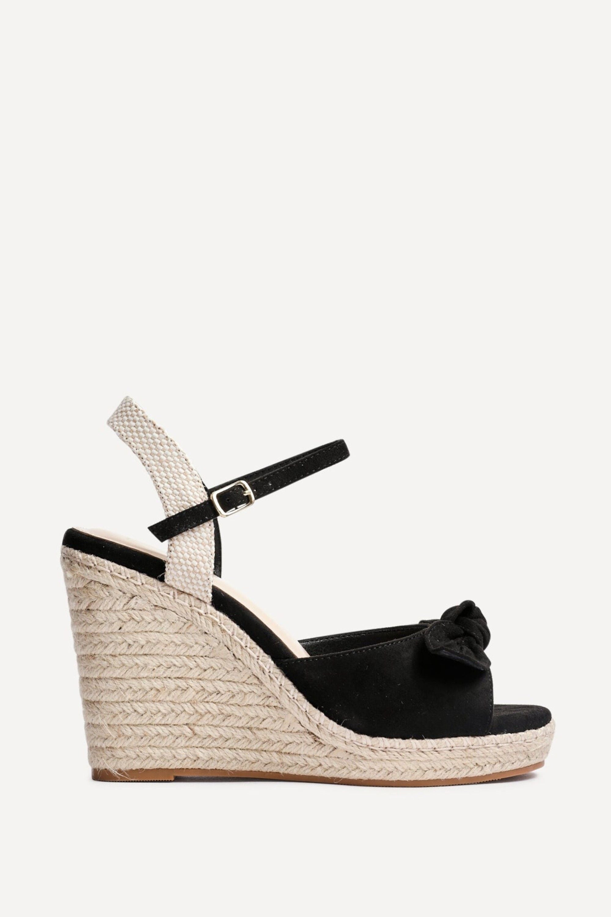 Linzi Portofino Black Faux Suede Espadrille Wedge