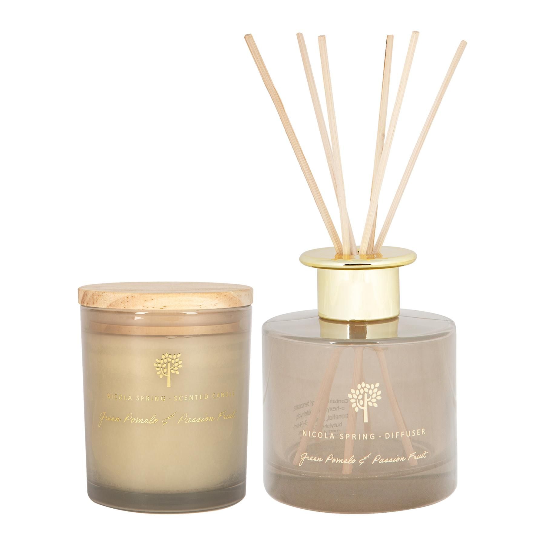 Nicola Spring Pomelo & Passion Fruit Candle & Diffuser Set - 130g Jar + 200ml Diff image 1