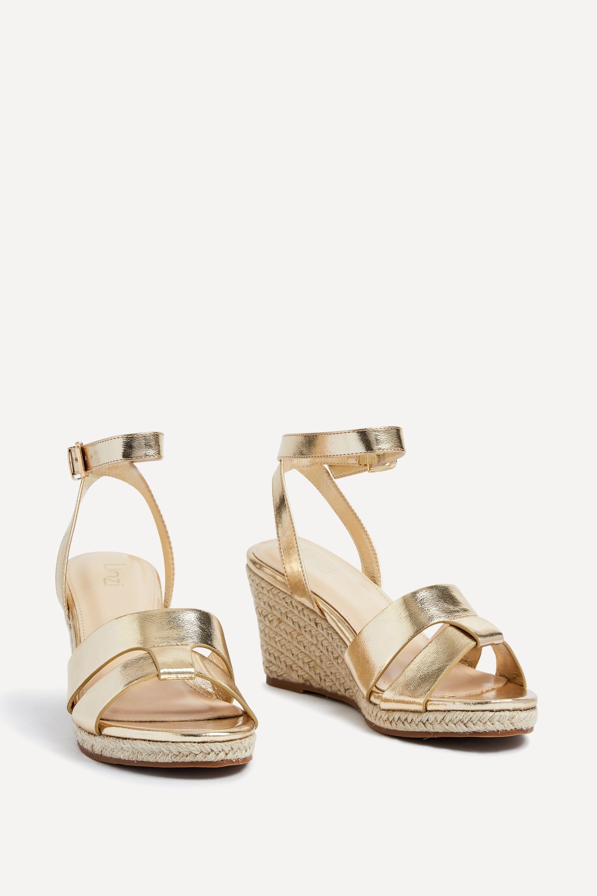Linzi Bahia Gold Espadrille Wedge Sandals image 3