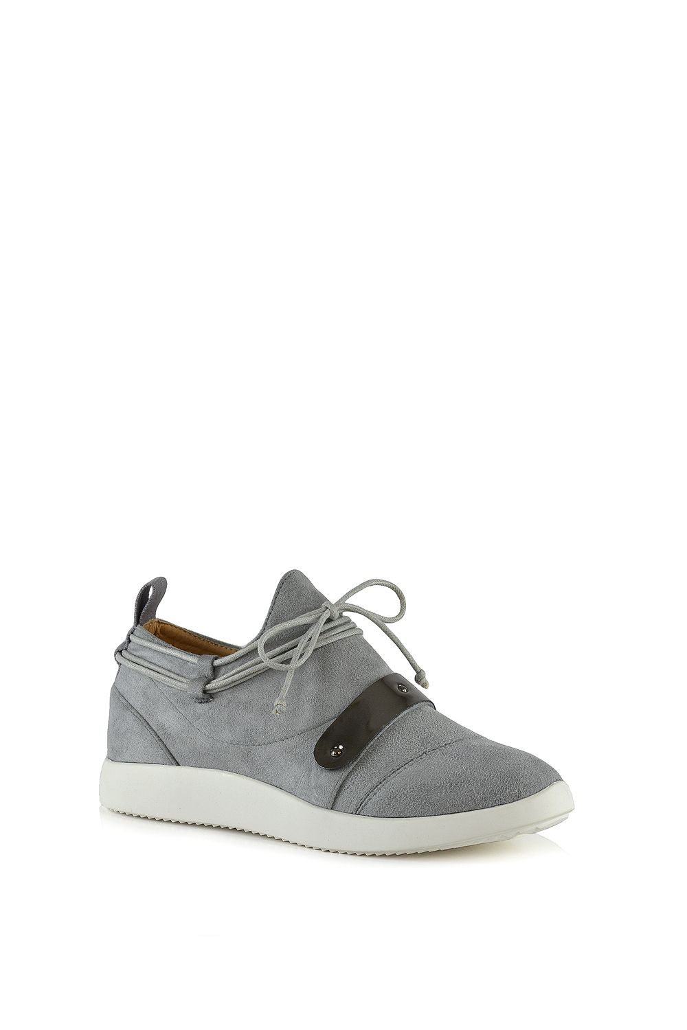 XY London 'Evanescence' Lace Up Flat Rubber Sole Trainers with Metallic Details image 2