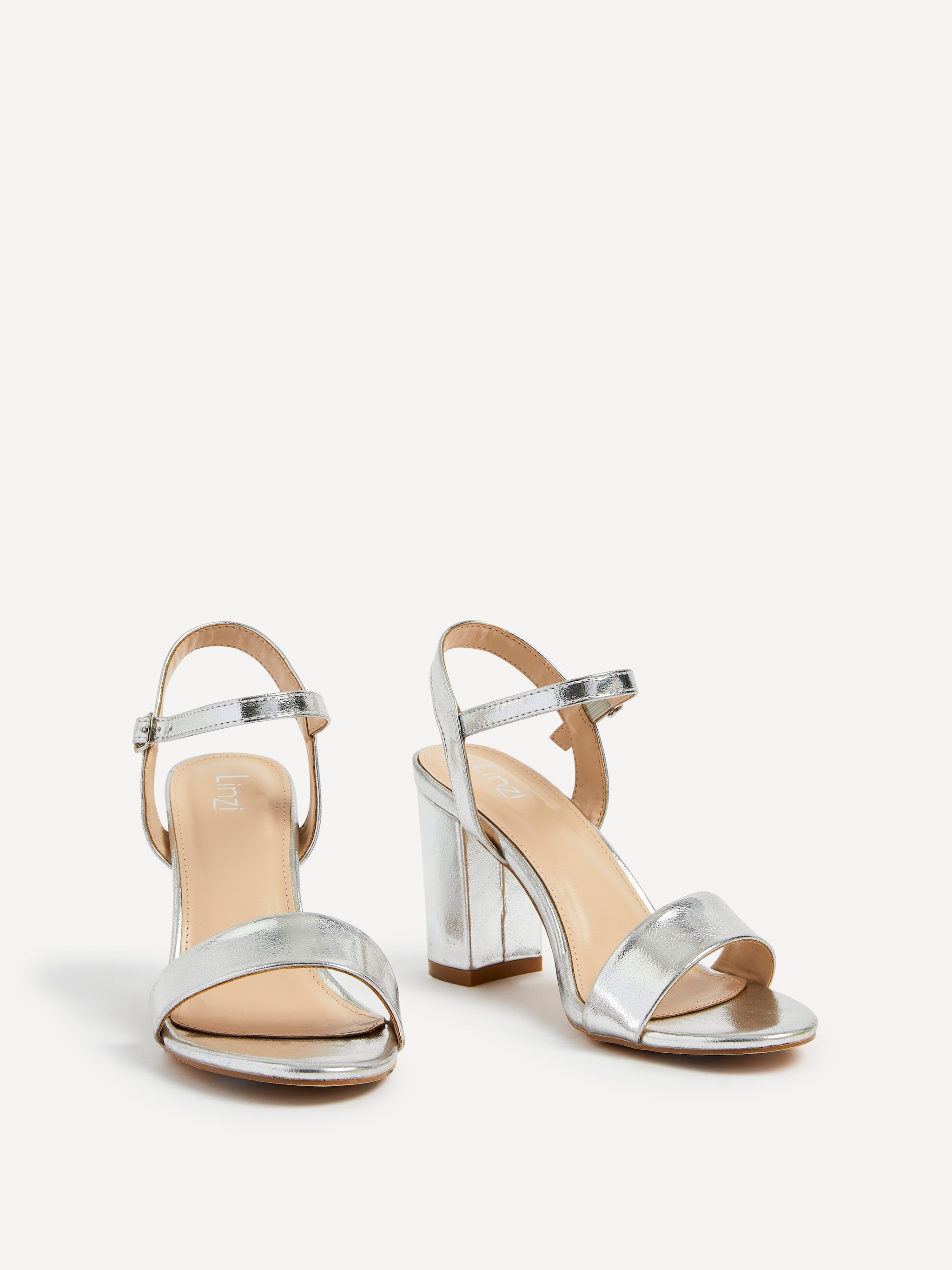 Linzi Skyline Silver Faux Leather Open Back Barely There Block Heeled Sandal image 3