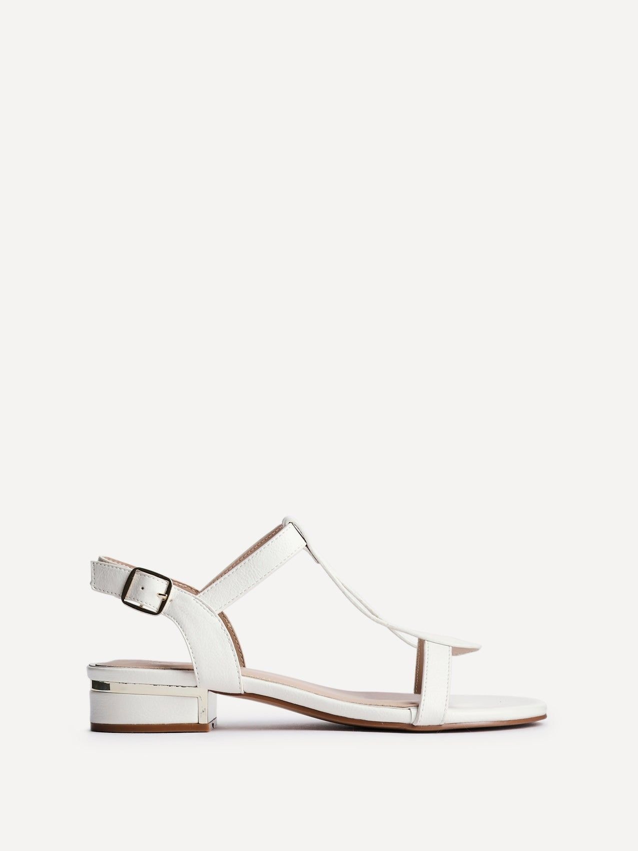 Linzi Deluxe Wide Fit White T-Bar Sandals image 1