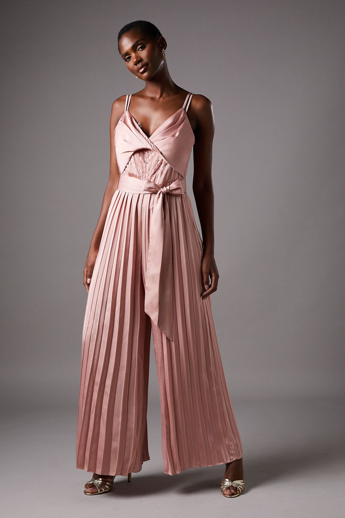 Coast Satin Lace Mix Jumpsuit Dusky Pink image 1