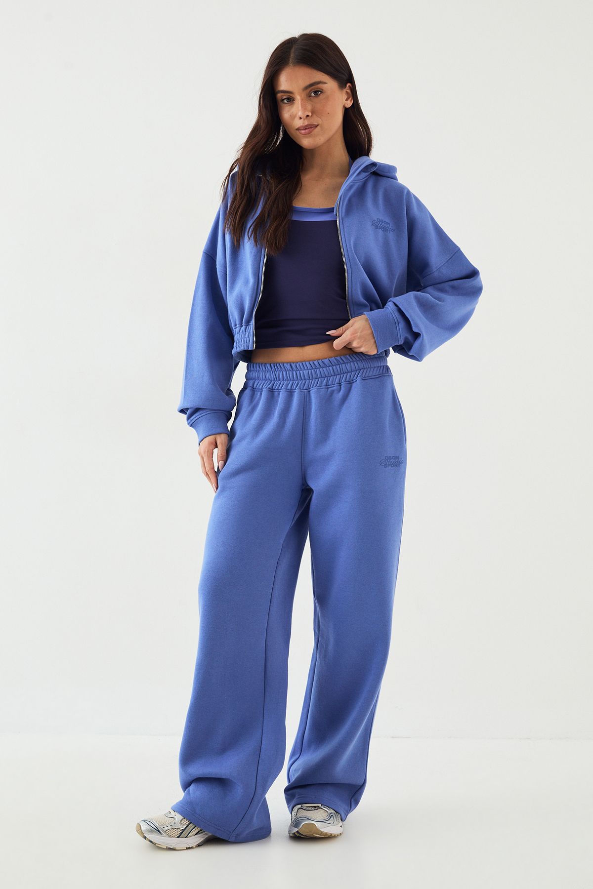 DSGN Studio DSGN Studio Sport Boxy Crop Zip Through Hoodie Cornflower image 3