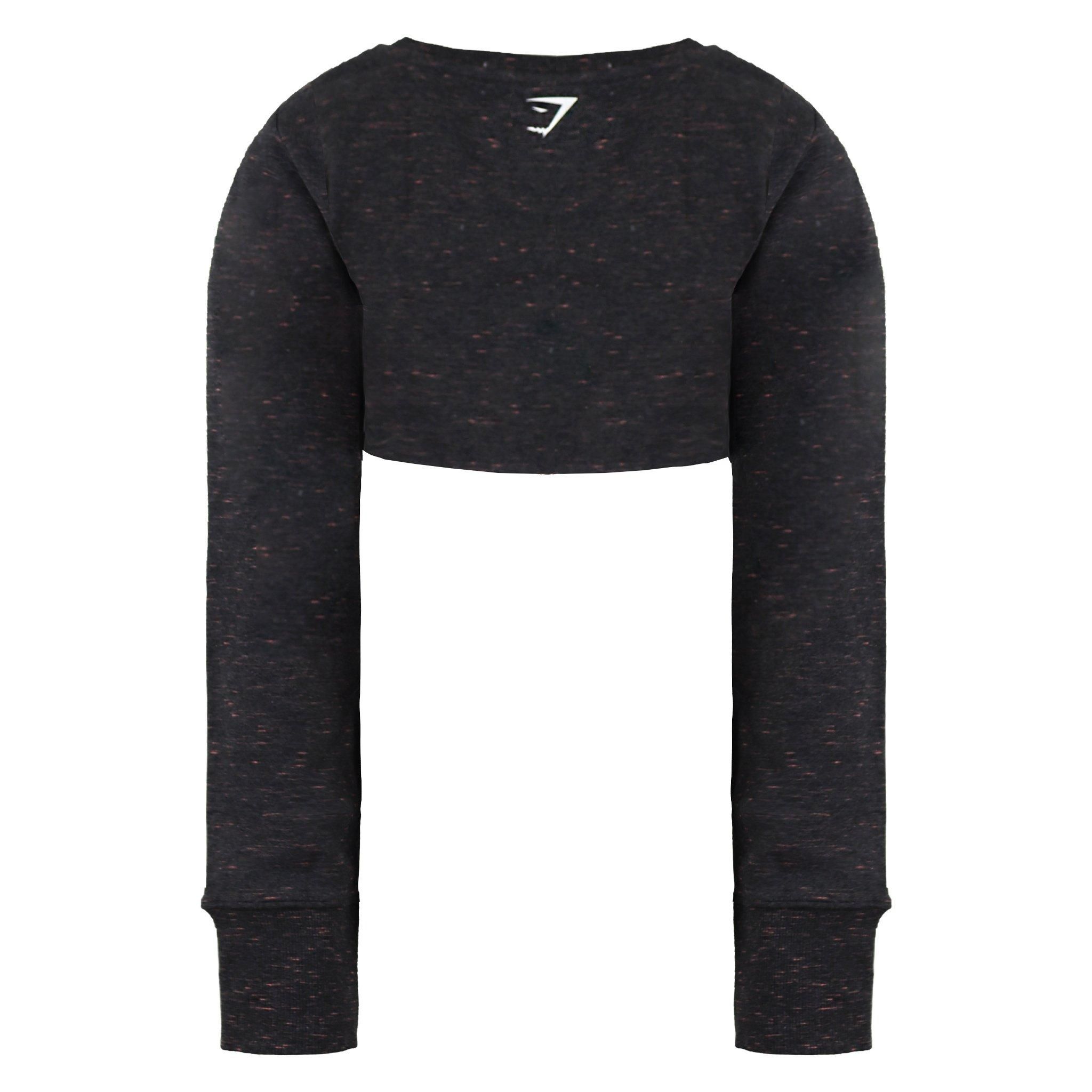 Gymshark Long Sleeve Crew Neck Black Sol Lift Super Crop Top image 2