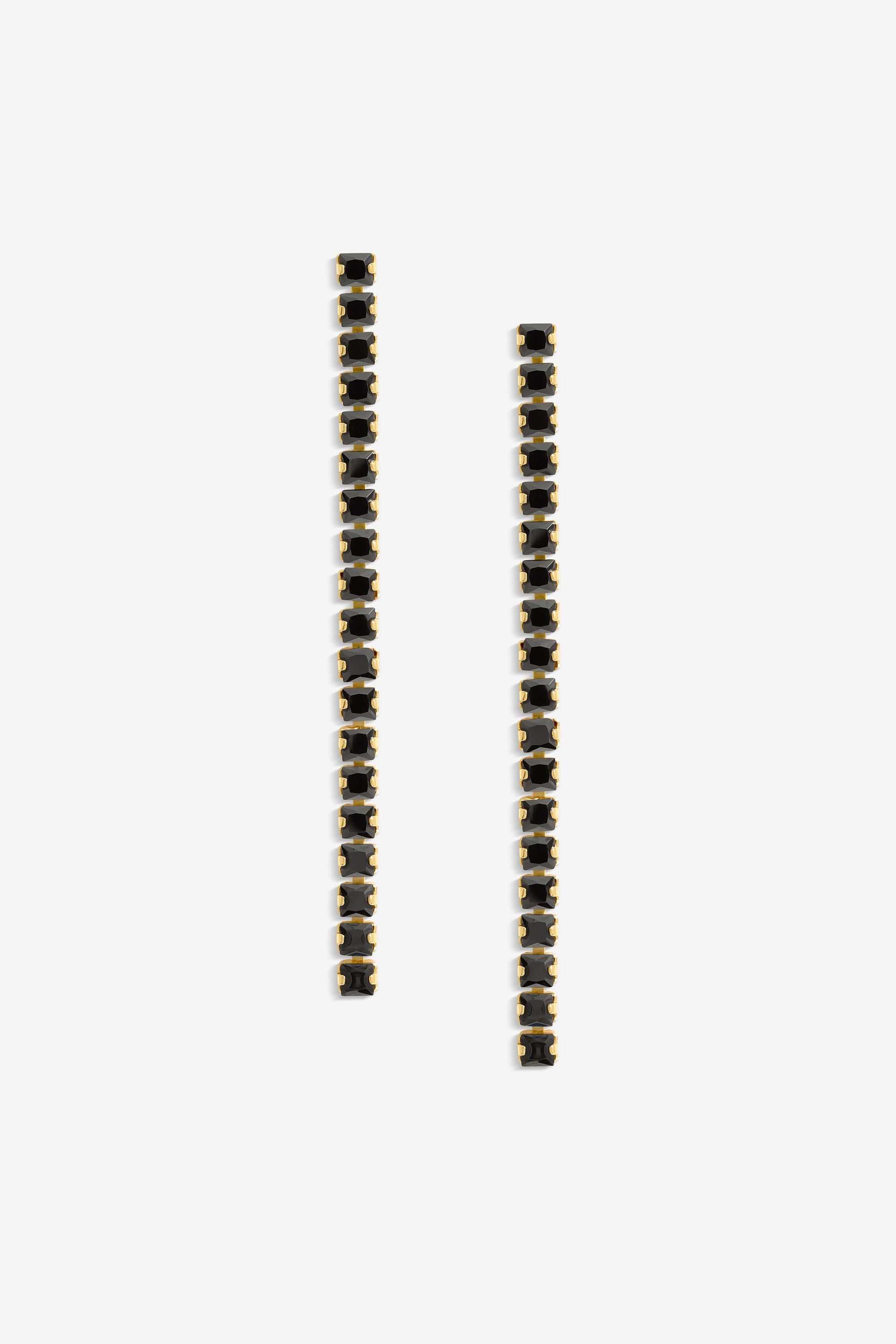 Inicio Gold Plated And Jet Plated Linear Drop Earrings - Gift Pouch image 1