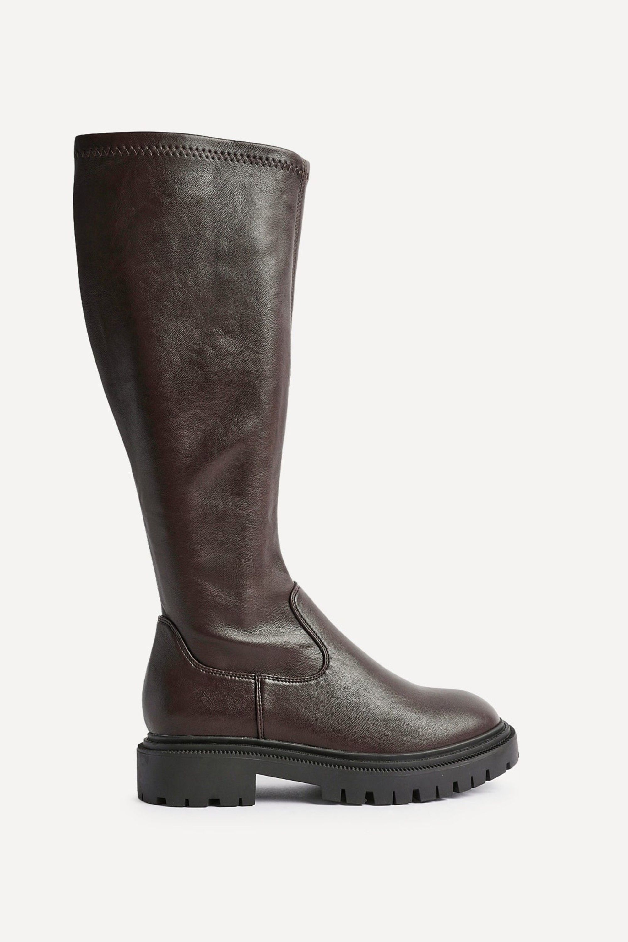 Linzi Hallie Brown Faux Leather Long Boots