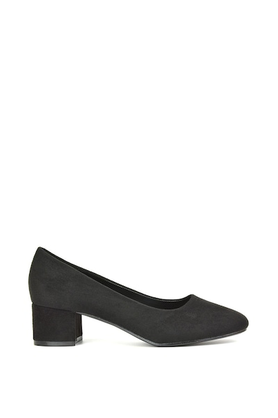 XY London 'Liberty' Low Block Heel Round Toe Slip On Court Shoes