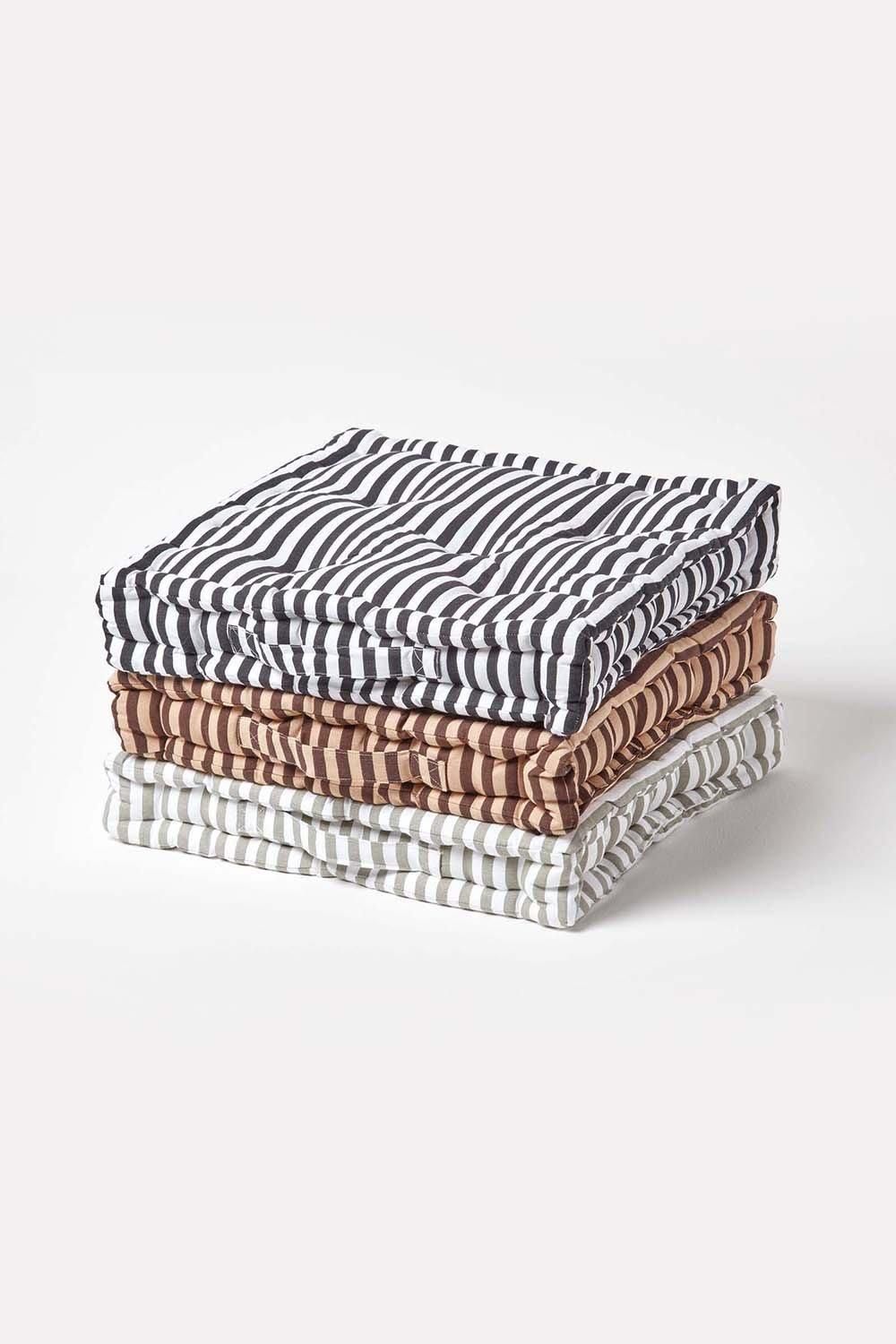 Homescapes Cotton Thin Stripe Floor Cushion image 6