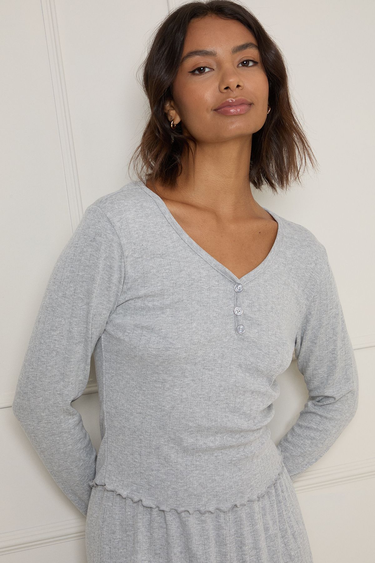 Oasis Pointelle Jersey Pyjama Set Grey image 2