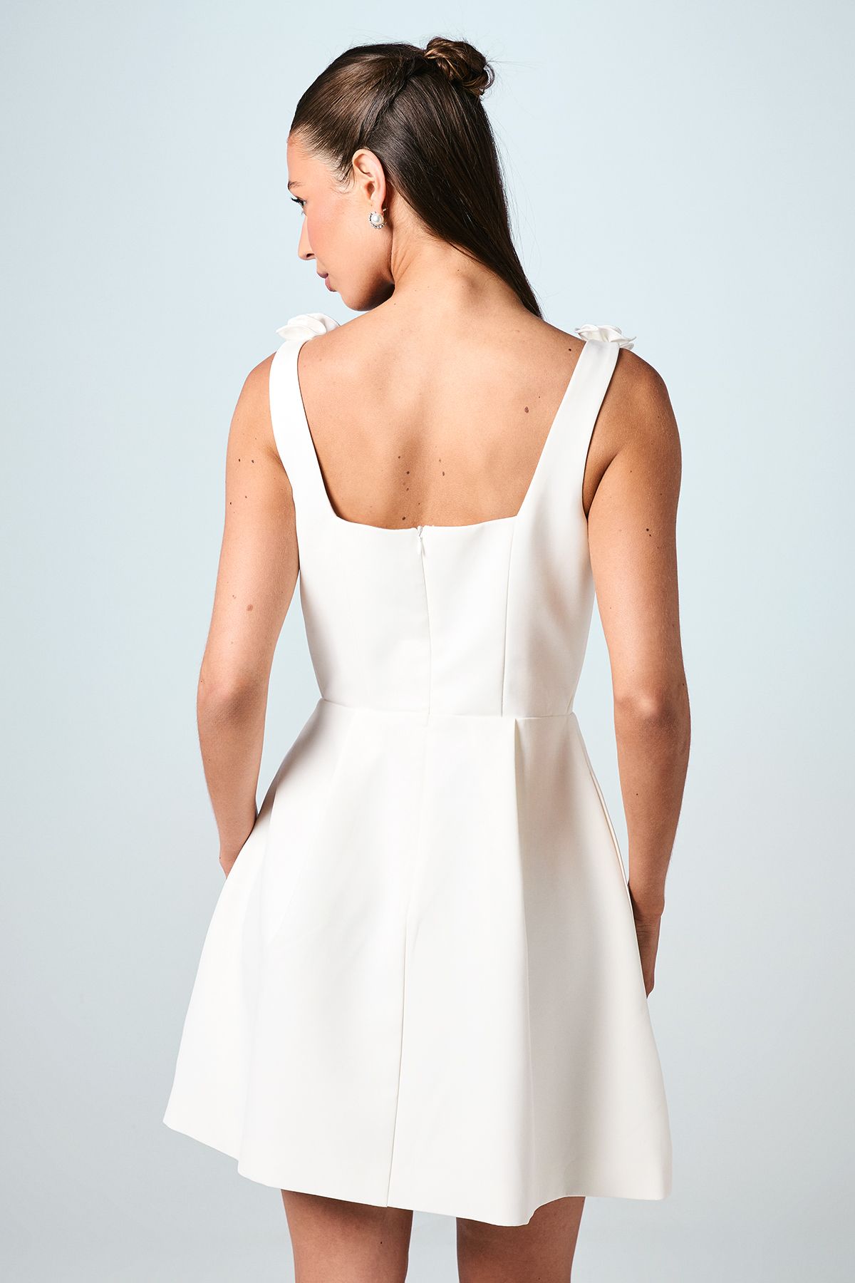 Coast Square Neck 3D Flower Crepe Bridal Mini Dress Ivory image 3