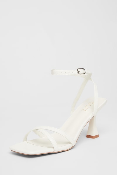 Quiz White Strappy Flared Heels
