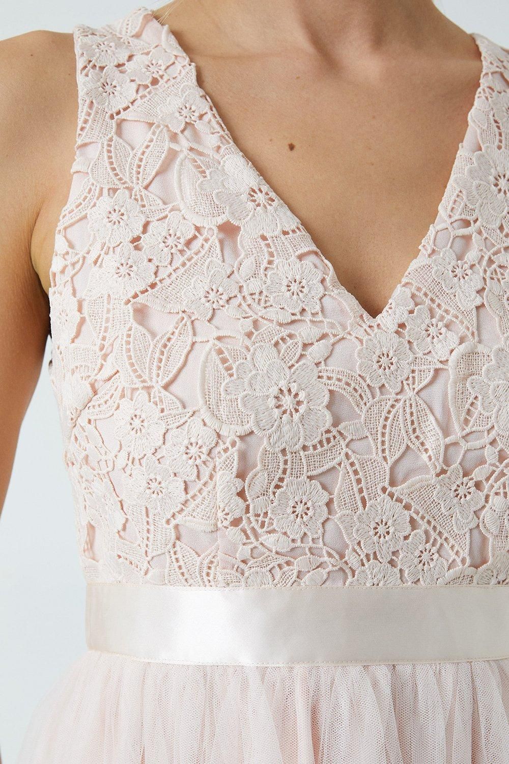 Coast Crochet Lace Two In One Bridesmaid Maxi Dress Blush image 5
