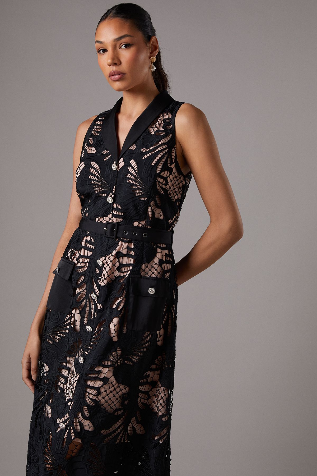 Coast Lace Sleeveless Shirt Dress Black image 2