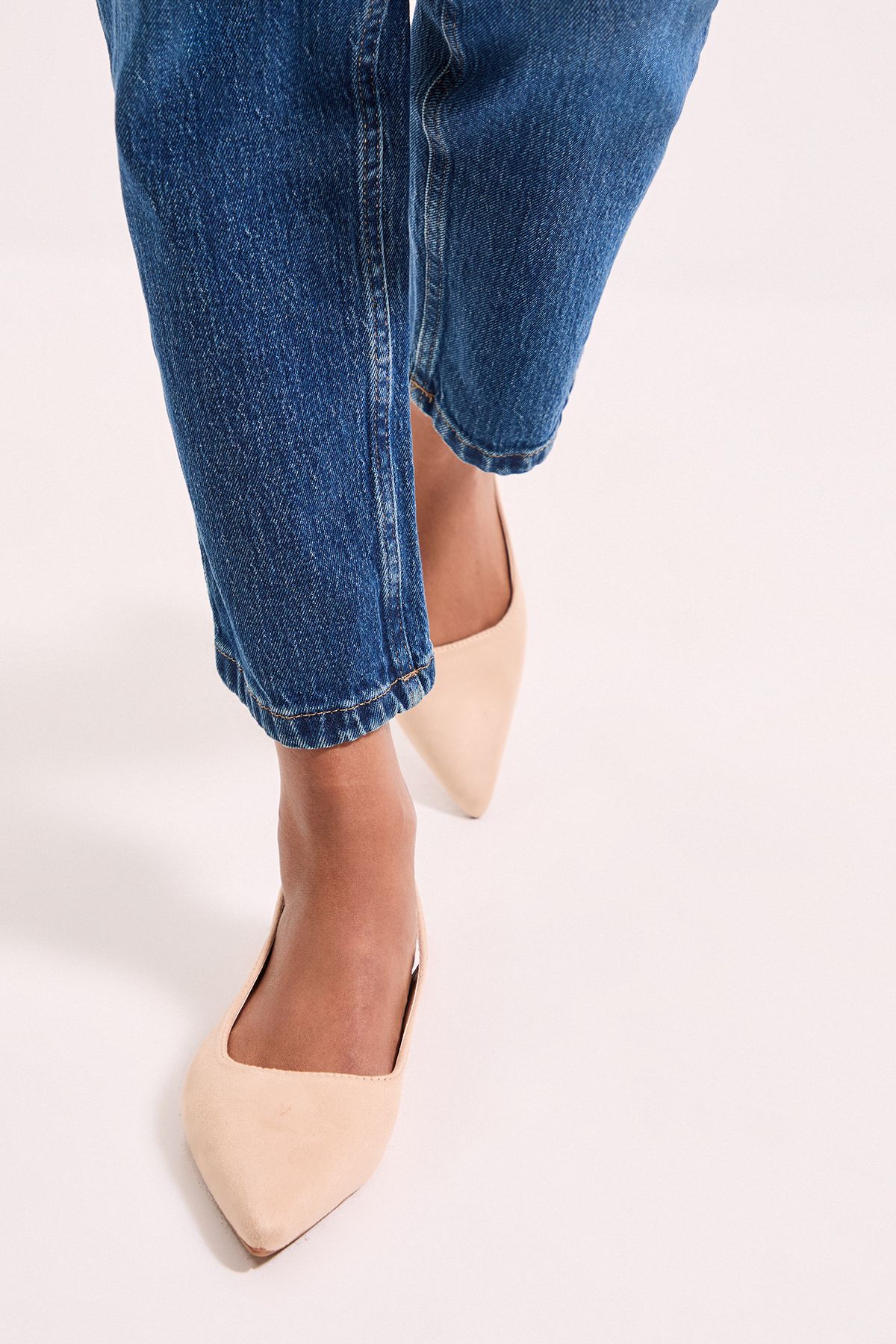 Dorothy Perkins Enola Faux Suede Pointed Low Block Heel Slingback Shoes Beige image 2