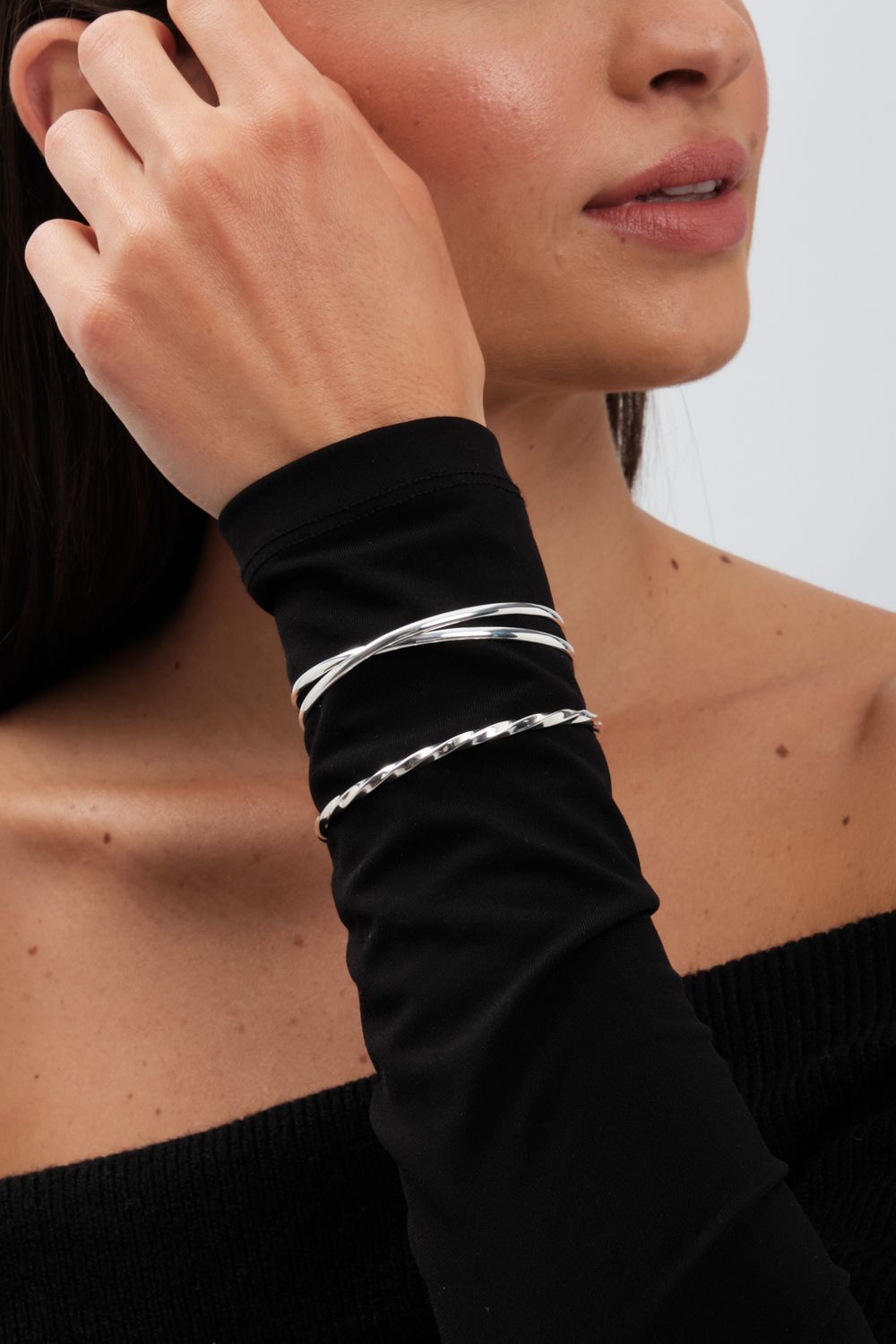 Simply Silver Sterling Silver 925 Polished Open Crossover Cuff image 3