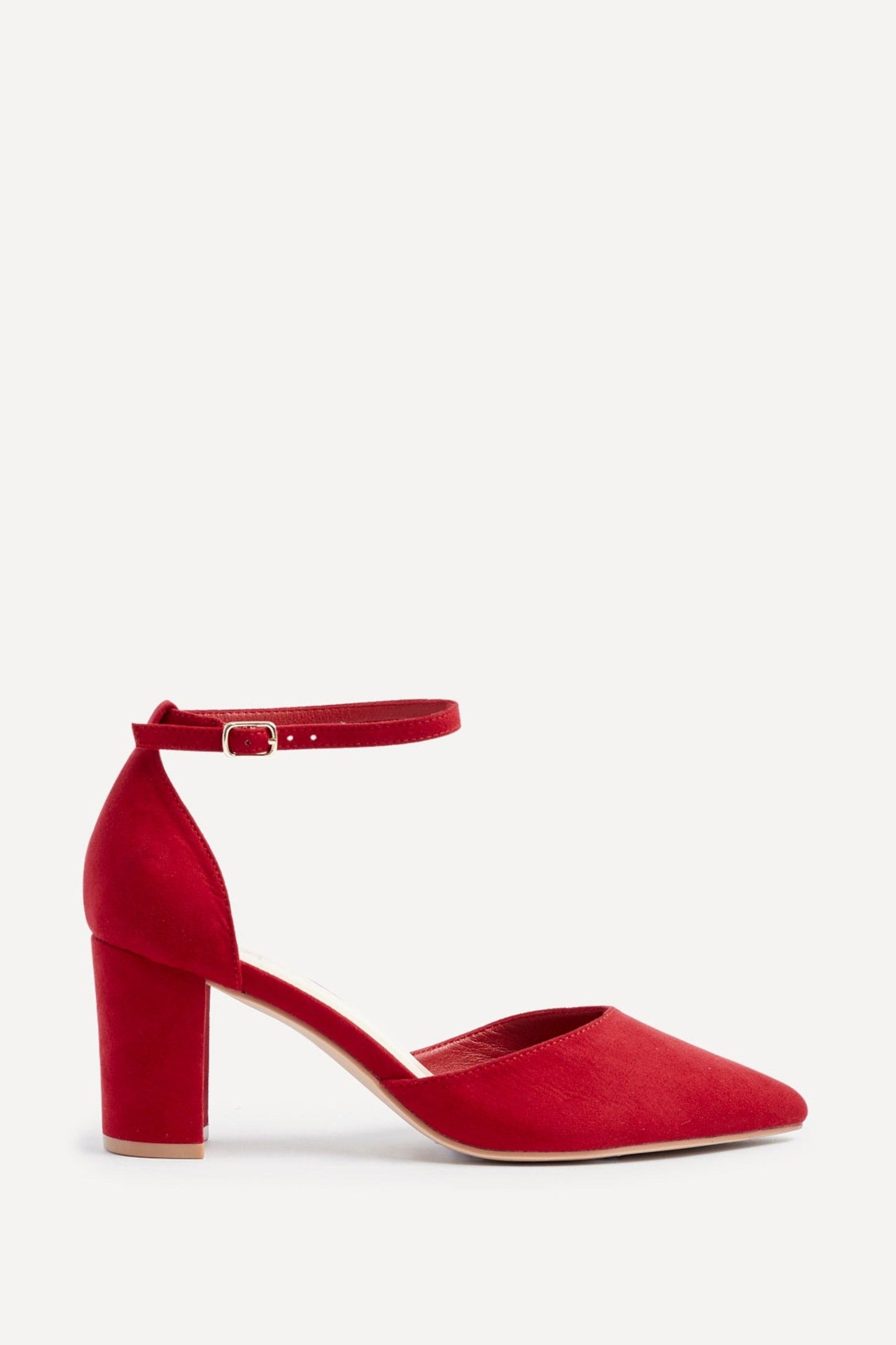 Linzi Audley Wide Fit Red Faux Suede Court Shoe image 1