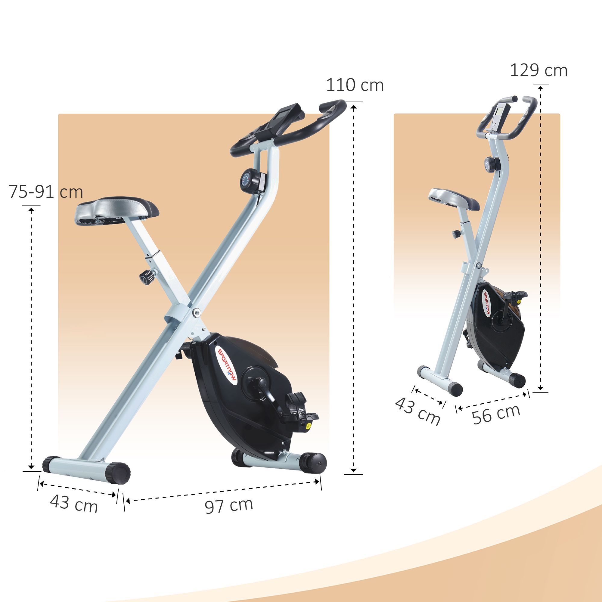 SPORTNOW Folding Exercise Bike with 8-Level Magnetic Resistance image 3