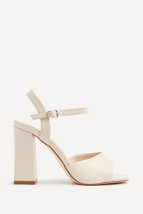 Linzi Monroe Wide Fit Nude Faux Leather Block Heeled Sandals
