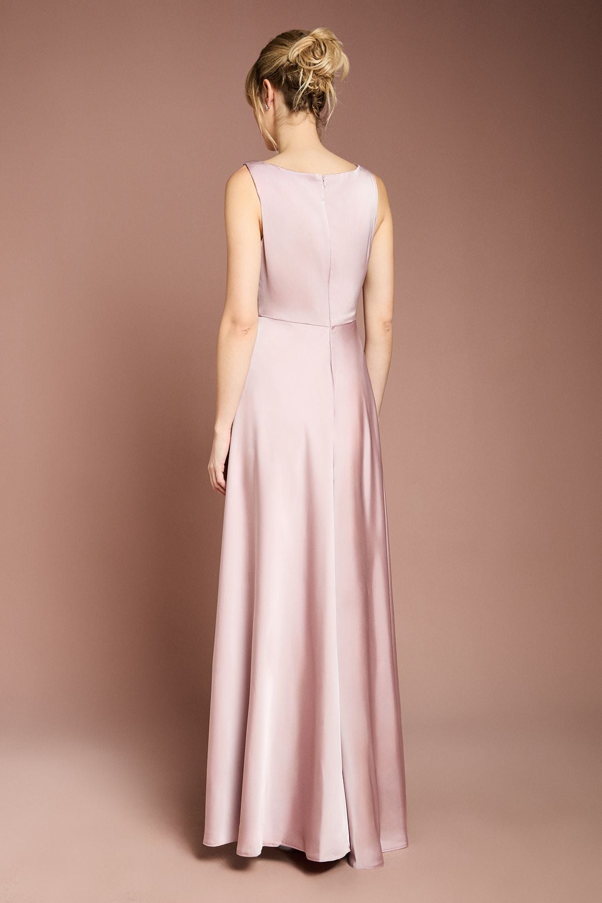 Coast Coast Honoured Petite Sleeveless Cowl Neck Satin Maxi Bridesmaid Dress Dusty Rose image 3