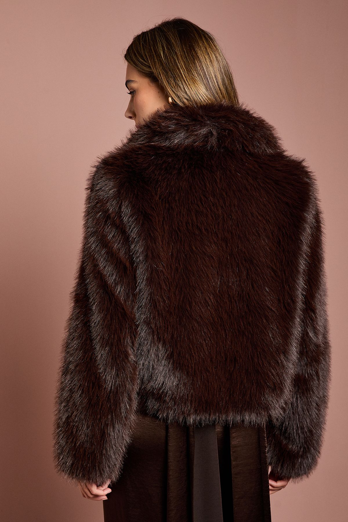 Coast Chocolate Occasion Short Faux Fur Coat Chocolate image 4