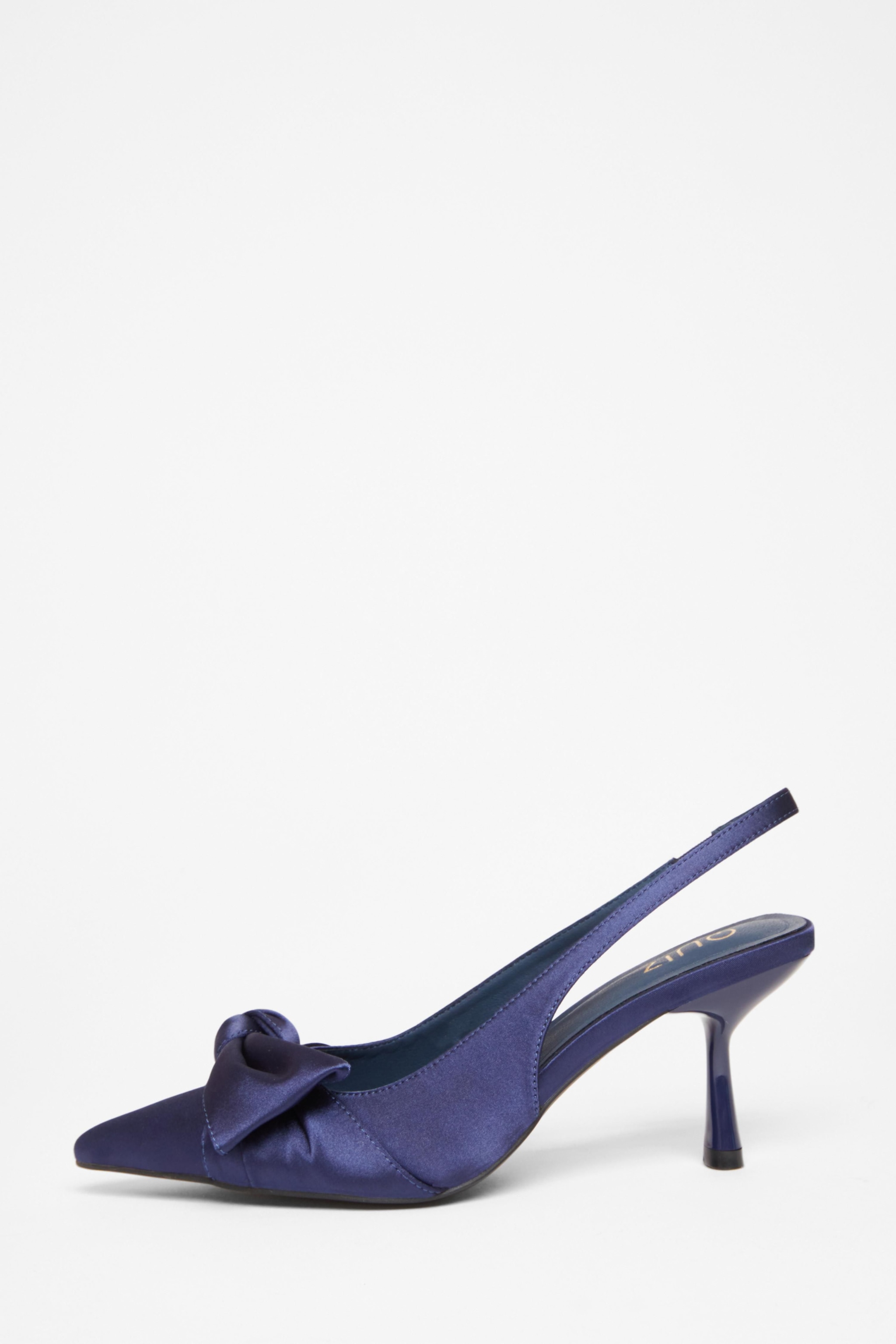 Quiz Navy Sling Back Bow Heels image 3