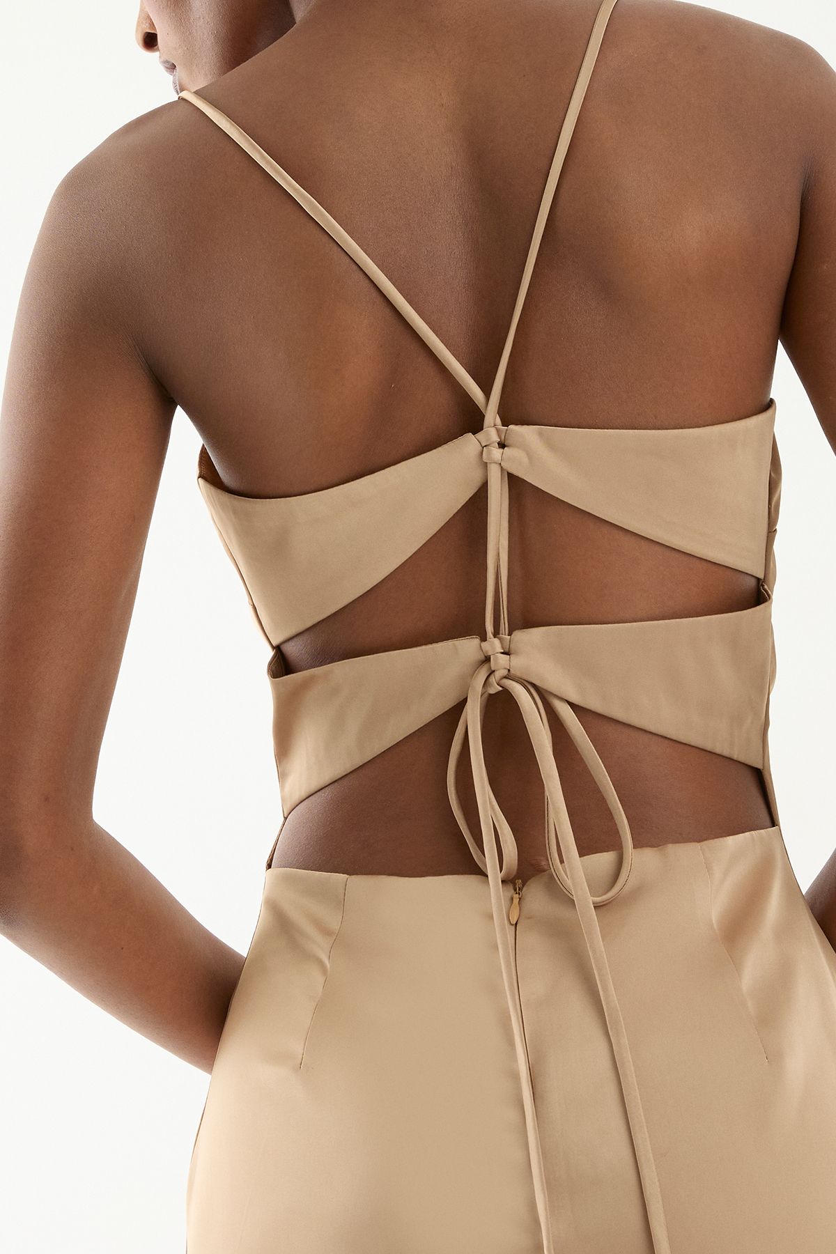 MissPap Square Neck Tie Back Bridesmaid Dress Bronze image 5