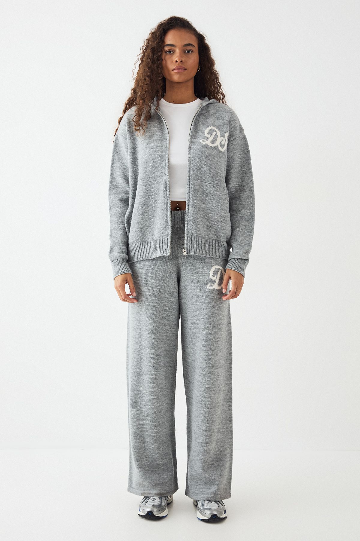 DSGN Studio DSGN Studio Knitted Straight Leg Trouser Grey Marl image 5