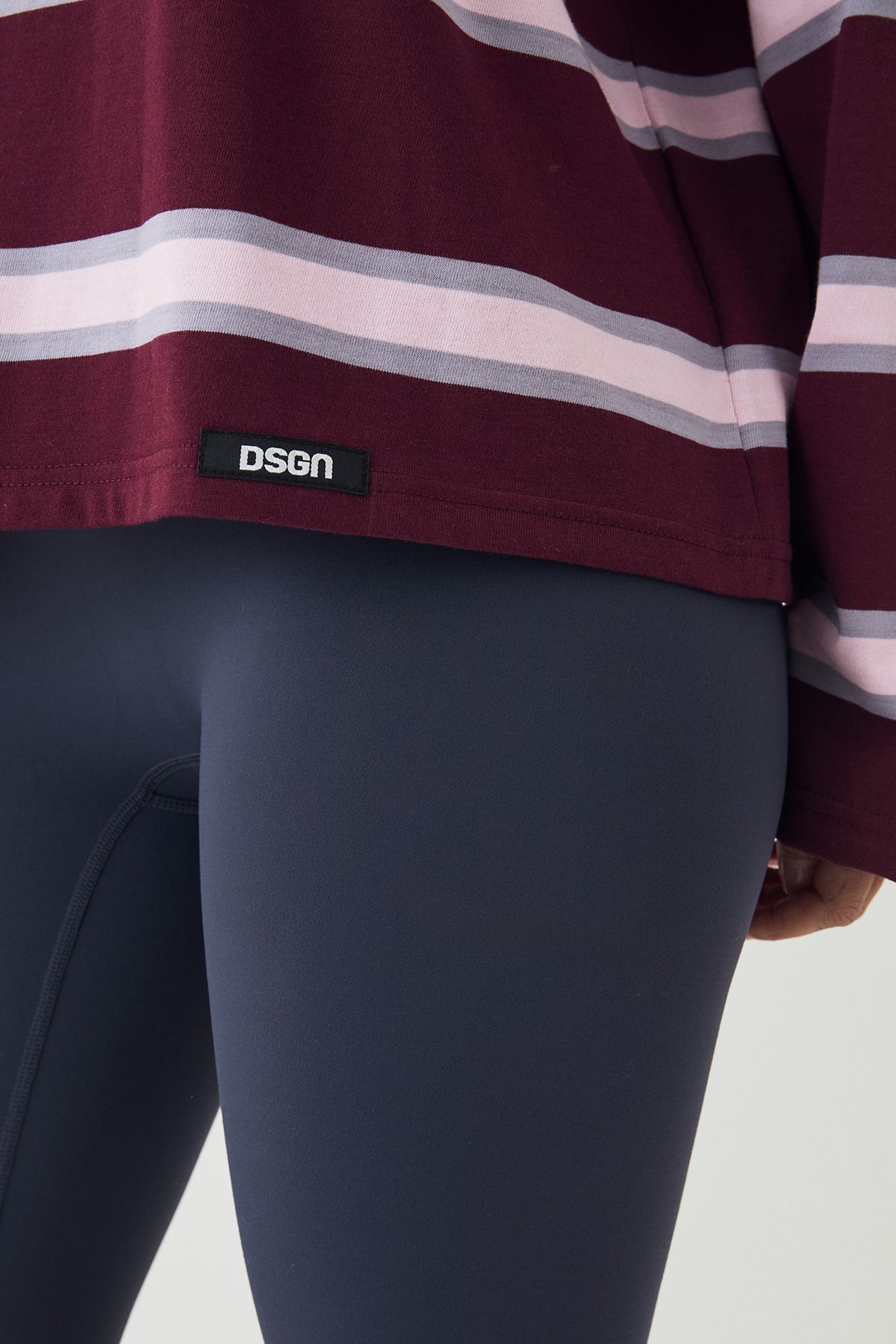 DSGN Studio DSGN Studio Stripe Oversized Long Sleeve T-Shirt Burgundy image 4