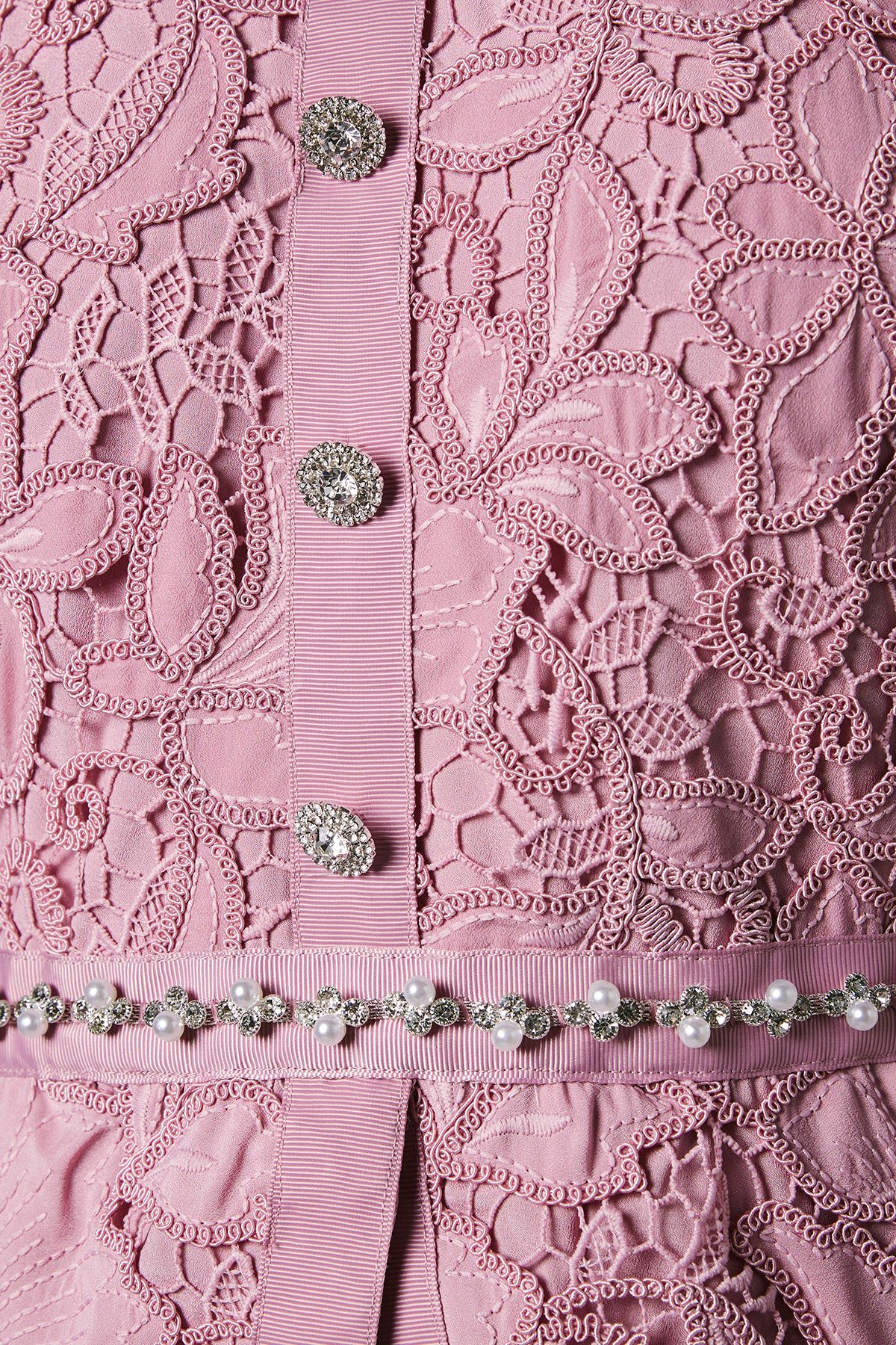 Coast Lace Top Pleat Skirt Jewel Button Dress Pink image 5