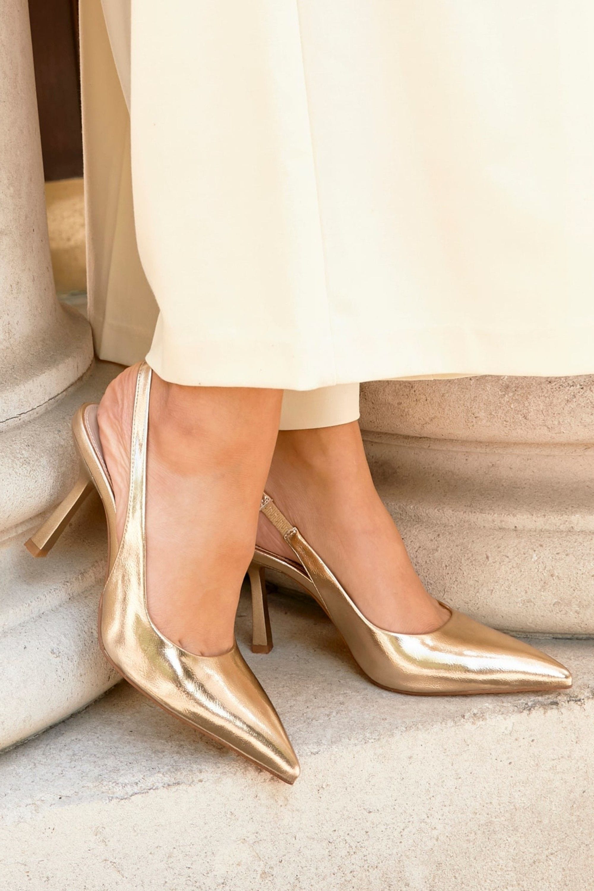 Linzi Dash Gold Faux Leather Court Heels image 2