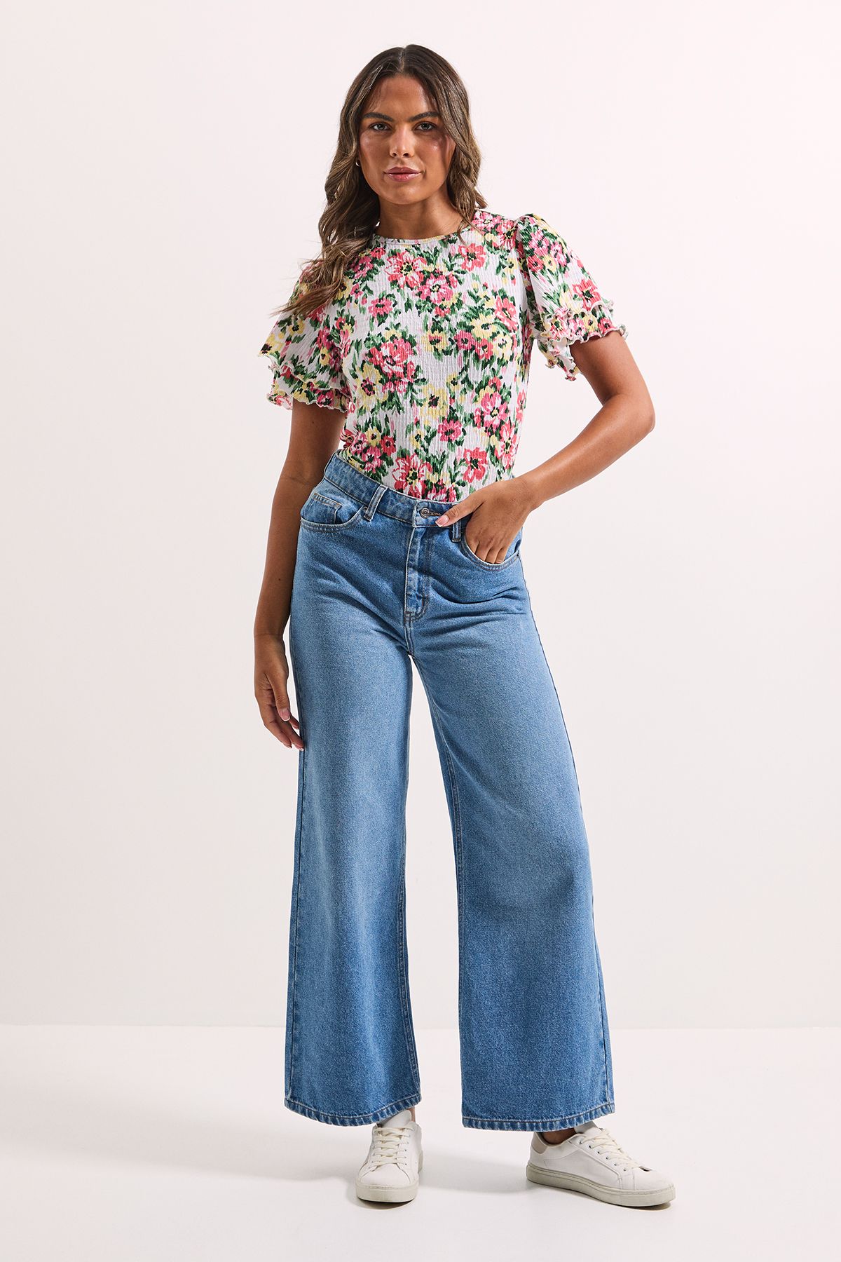 Dorothy Perkins Floral Ruffle Sleeve Printed Jersey Top Floral image 1