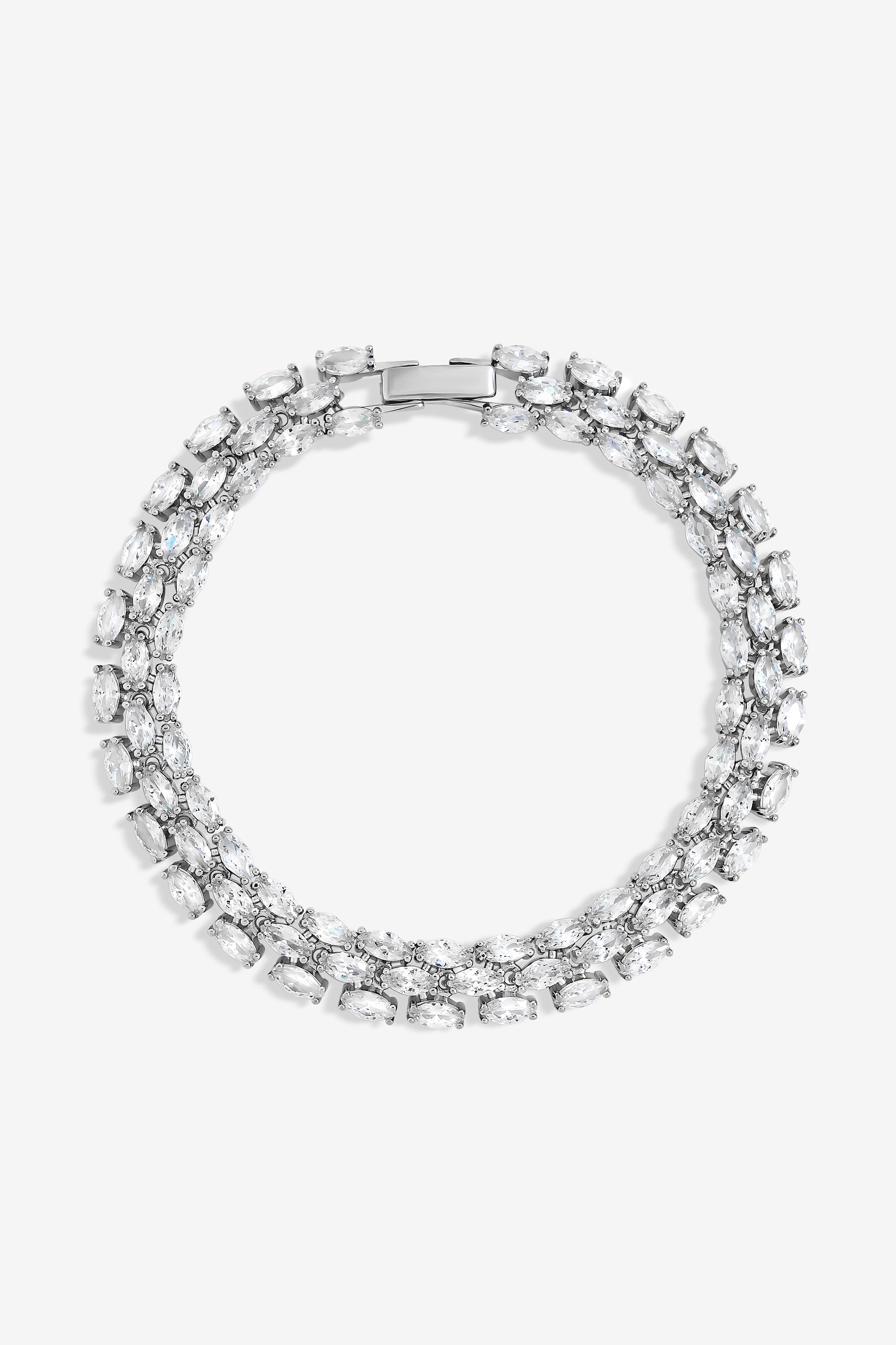 Jon Richard Rhodium Plated and Cubic Zirconia Navette Bracelet image 1