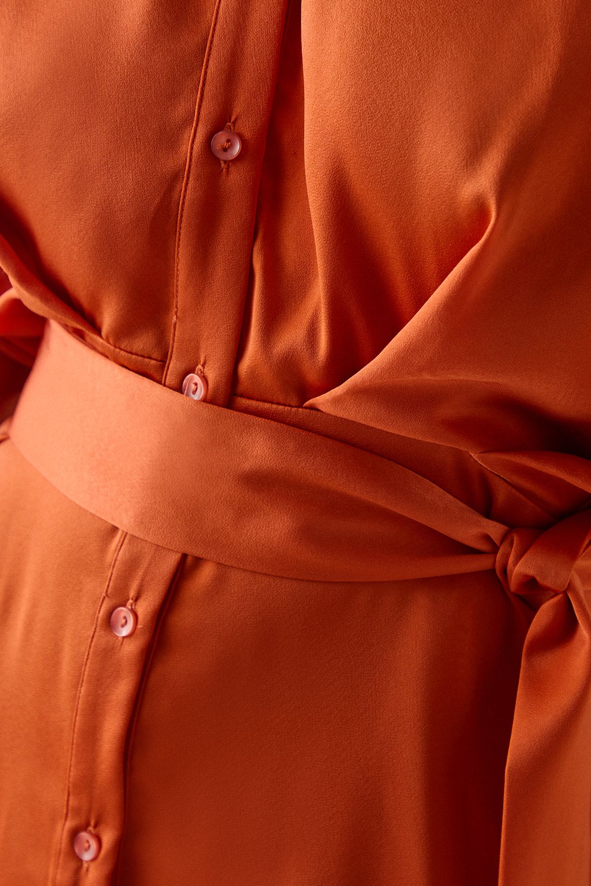 Warehouse Satin Batwing Split Side Midi Shirt Dress Orange image 5