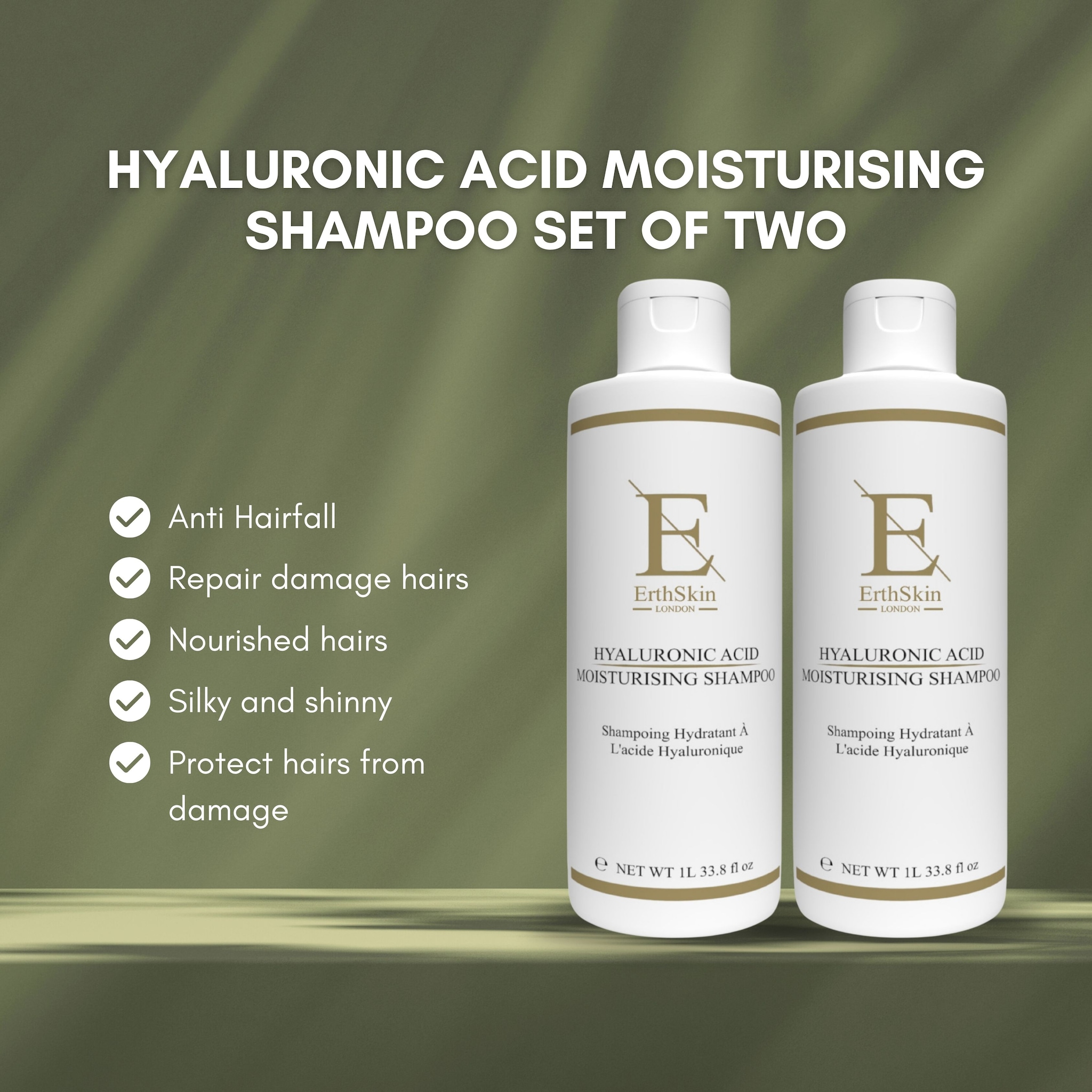 Erth Skin London 2x Hyaluronic Acid Moisturising Shampoo  1L image 4