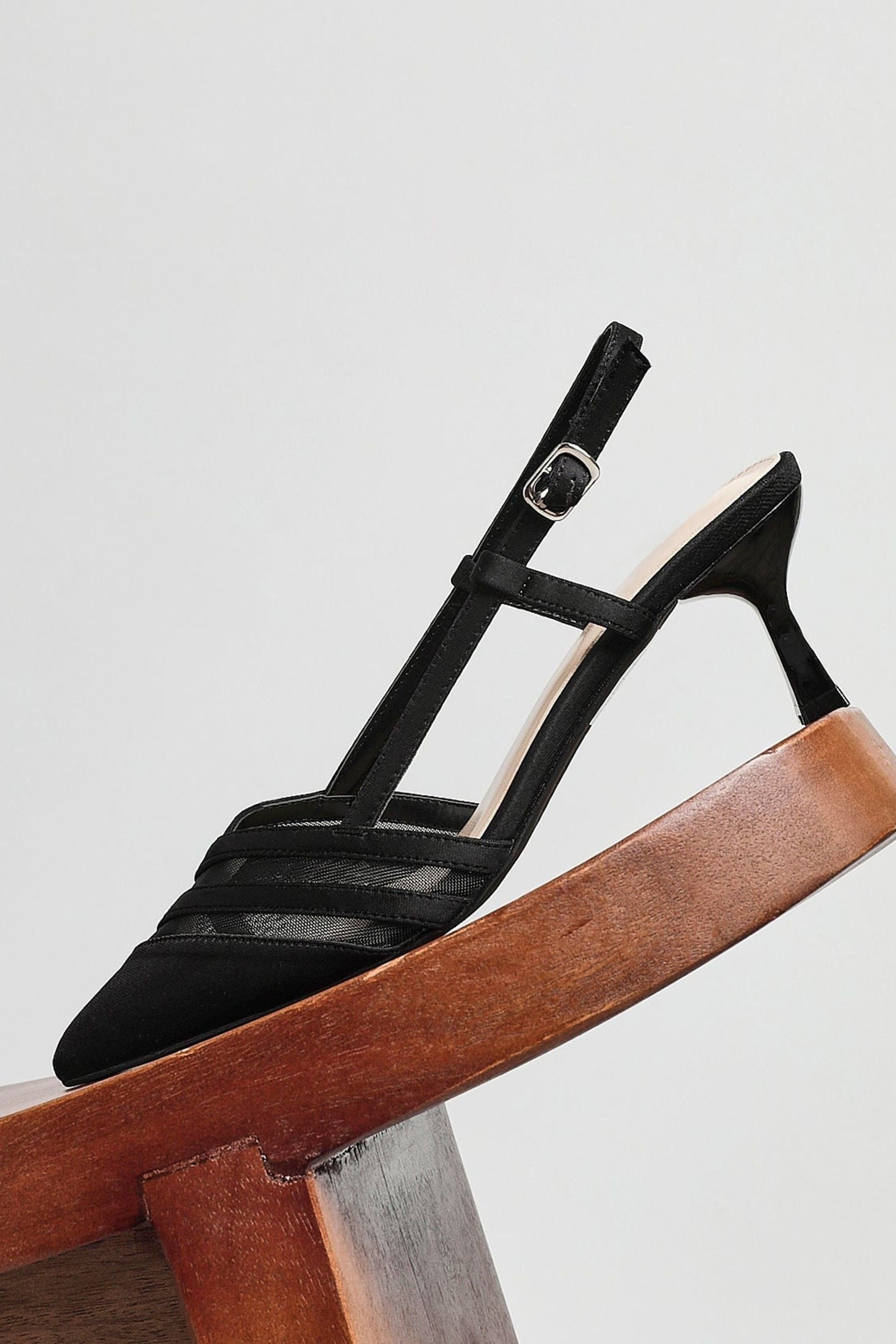 Linzi Milan Black Scuba Mesh Slingback Court Heels image 6