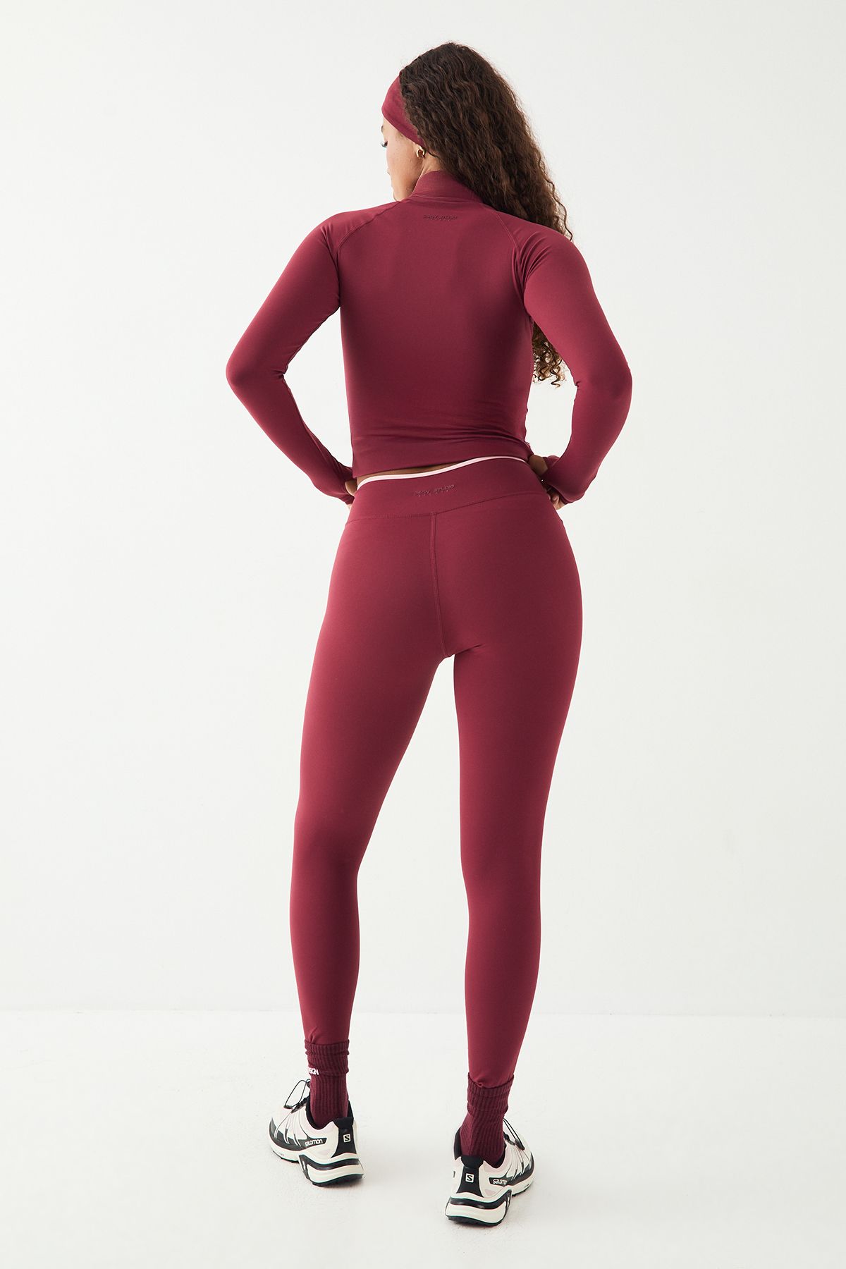 DSGN Studio DSGN Studio Sport Contrast Binding Wrap Waist Legging Burgundy image 2