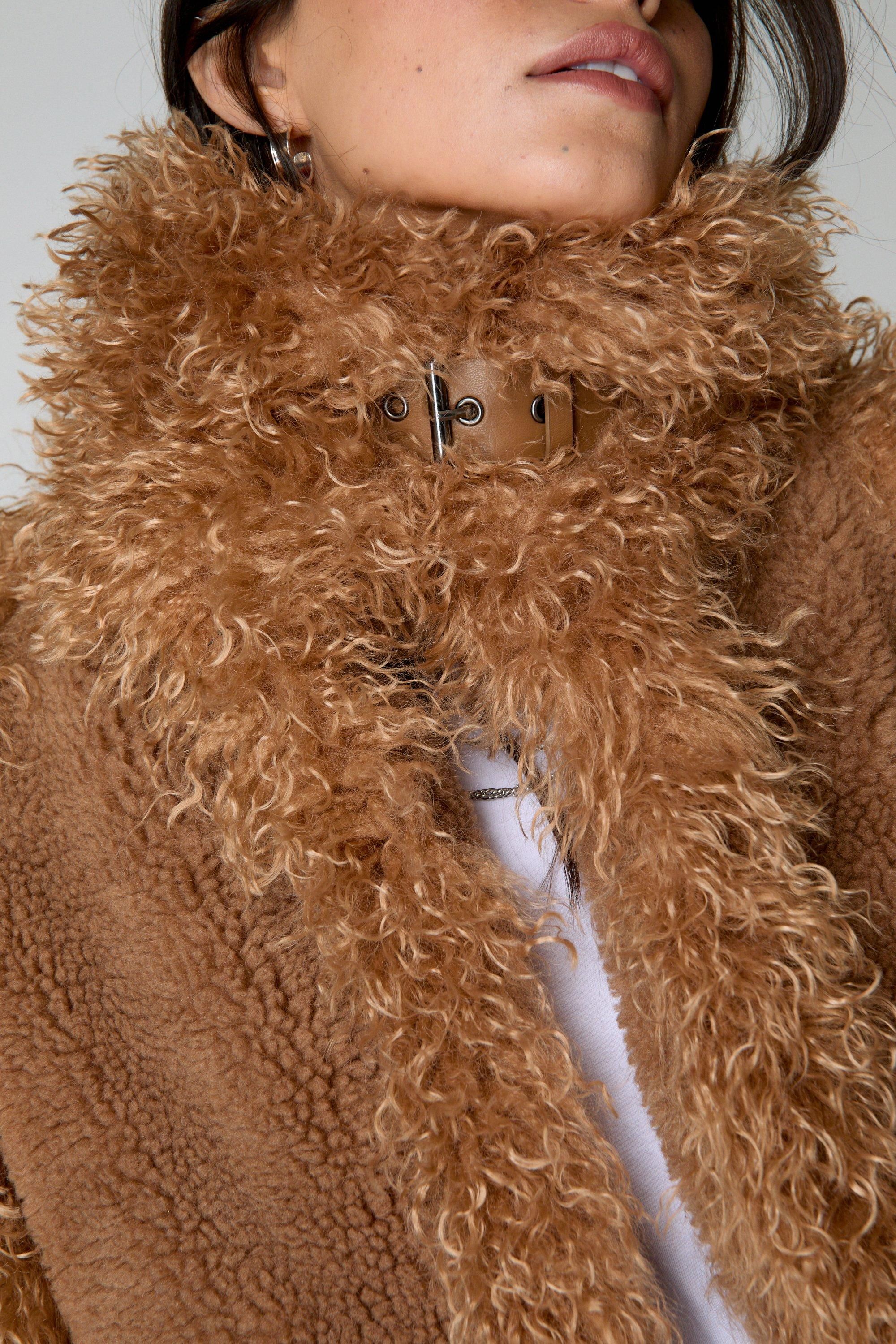 NastyGal Buckle Neck Casual Jacket Brown image 3