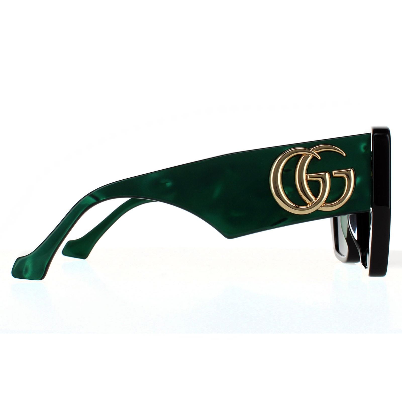Gucci Square Black and Green Swirl Green Sunglasses image 4