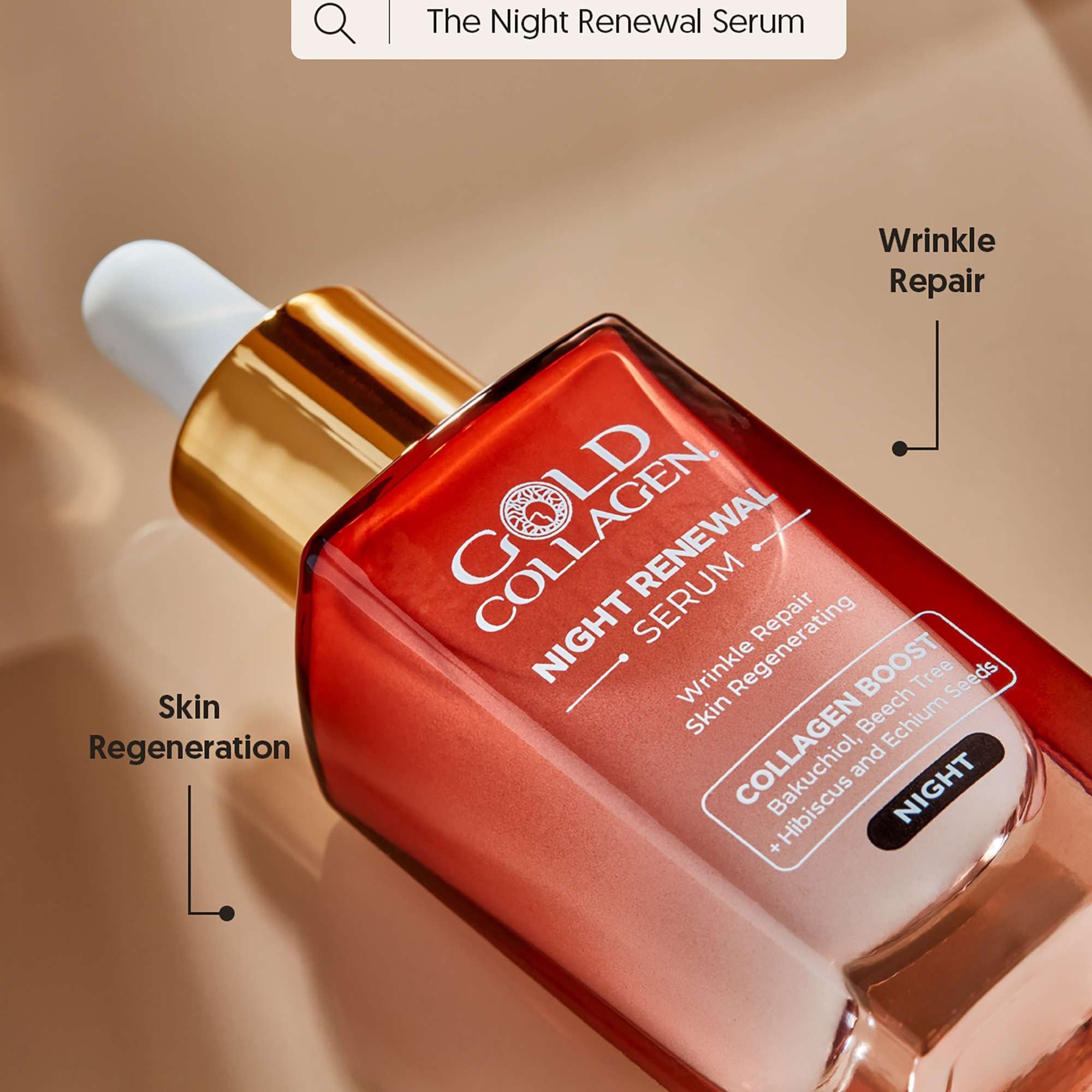 Gold Collagen Night Renewal Wrinkle Repair Skin Regenerating Serum 30ml image 5