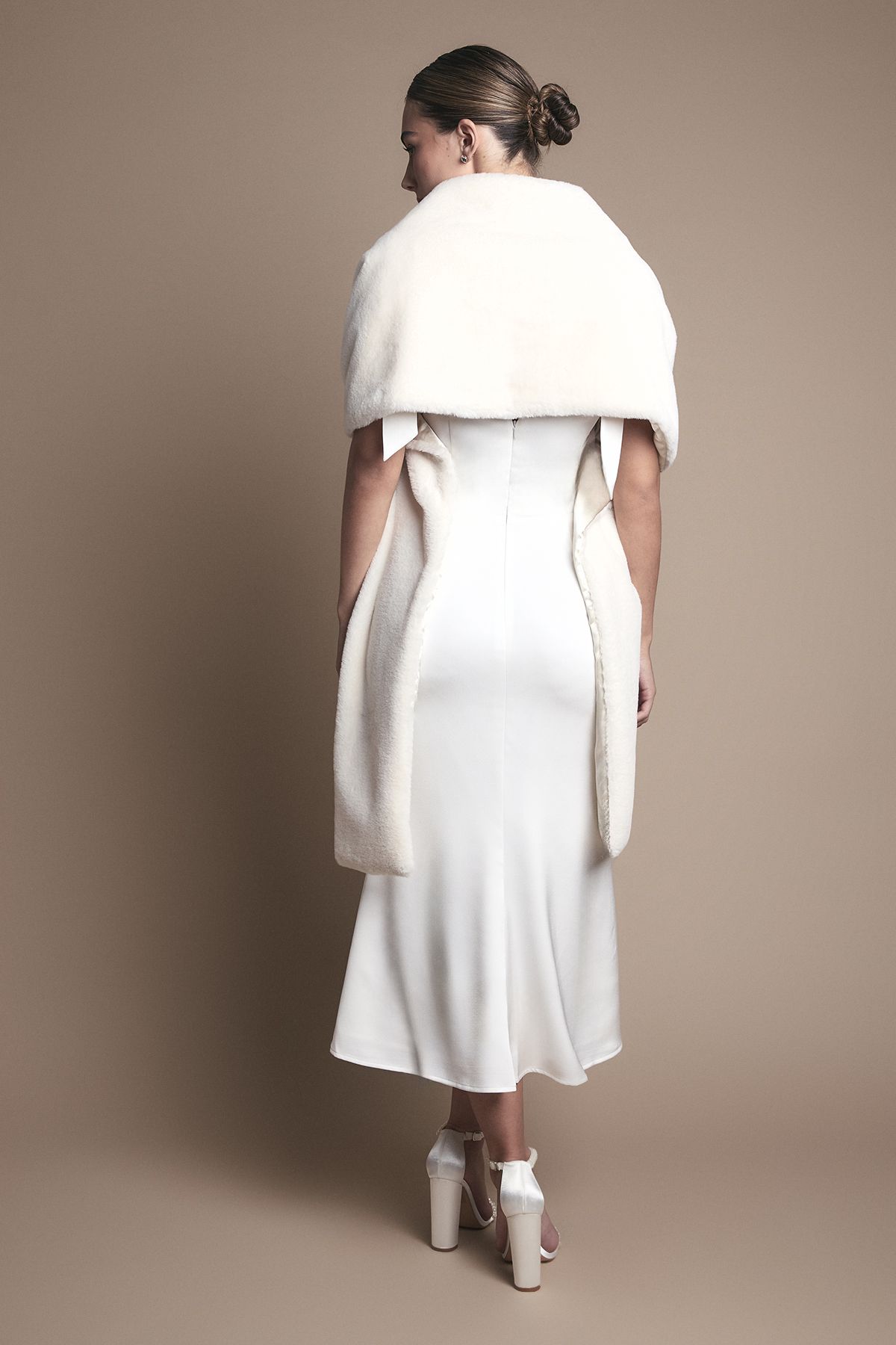 Coast Ivory Faux Fur Wrap Shawl Ivory image 4