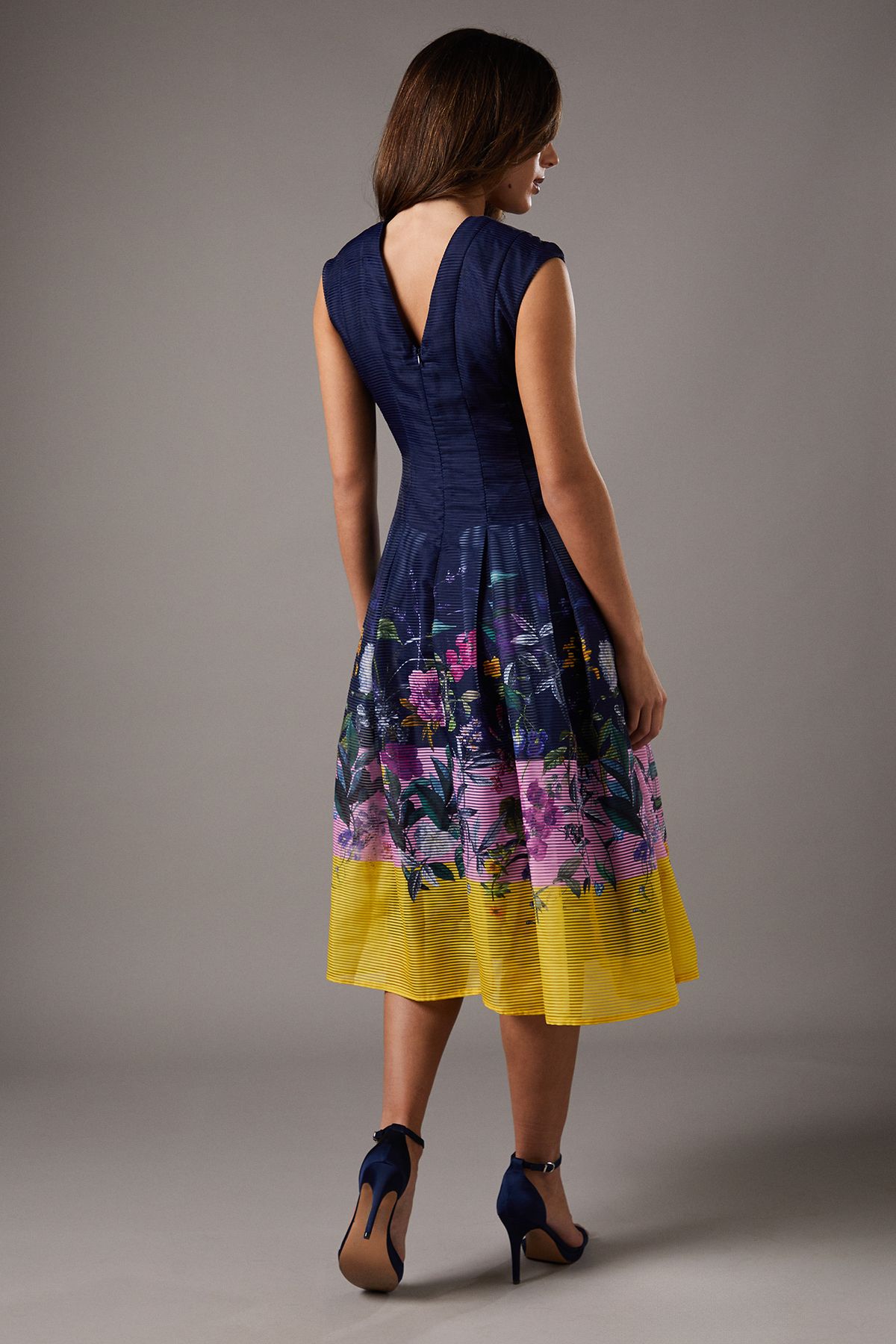 Coast Burnout Organza Drop Waist Midi Dress Navy image 4