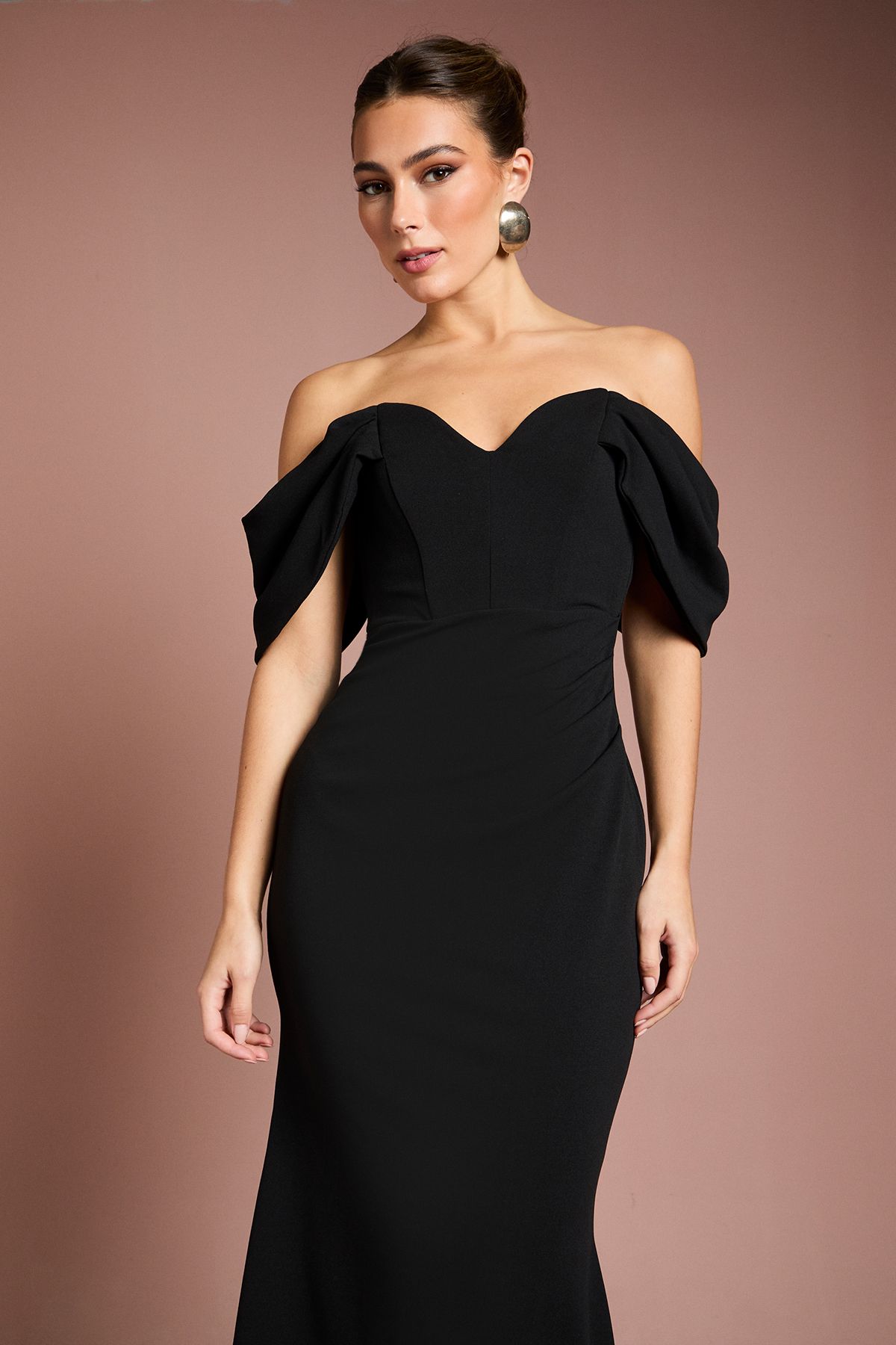 Coast Bardot Stretch Fishtail Maxi Dress Black image 2