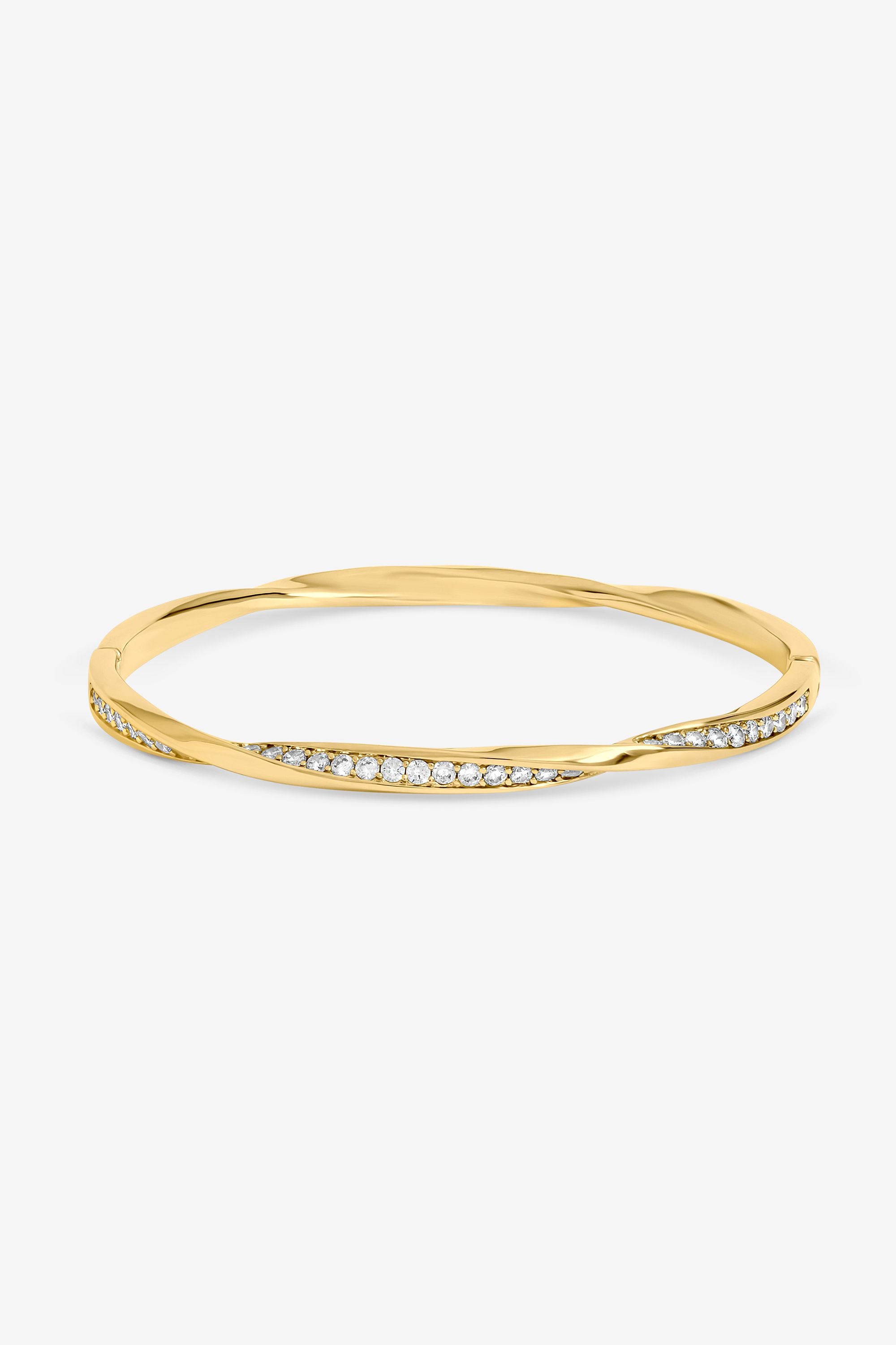 Jon Richard Gold Plated and Pave Twist Bangle image 1