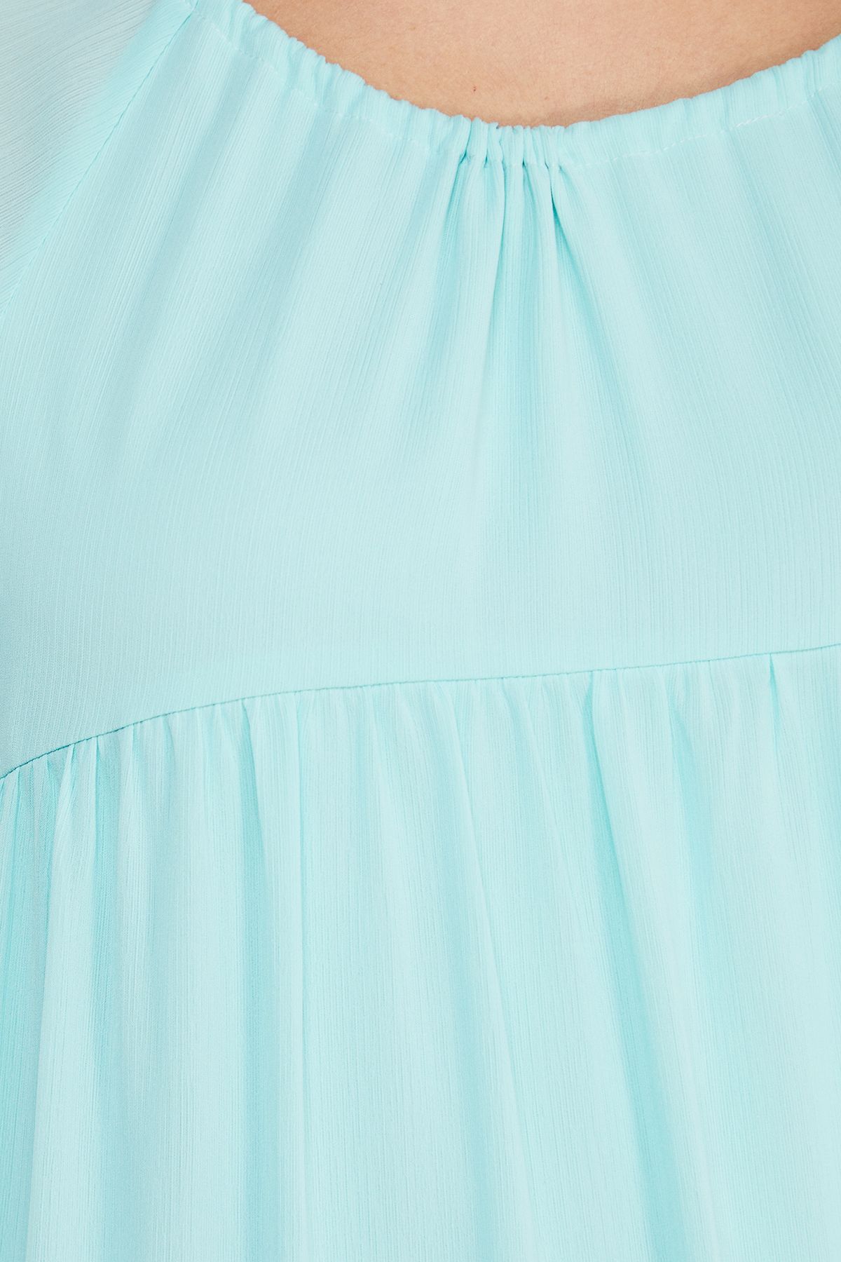 Warehouse Chiffon Tier Smock Midi Dress Blue image 5