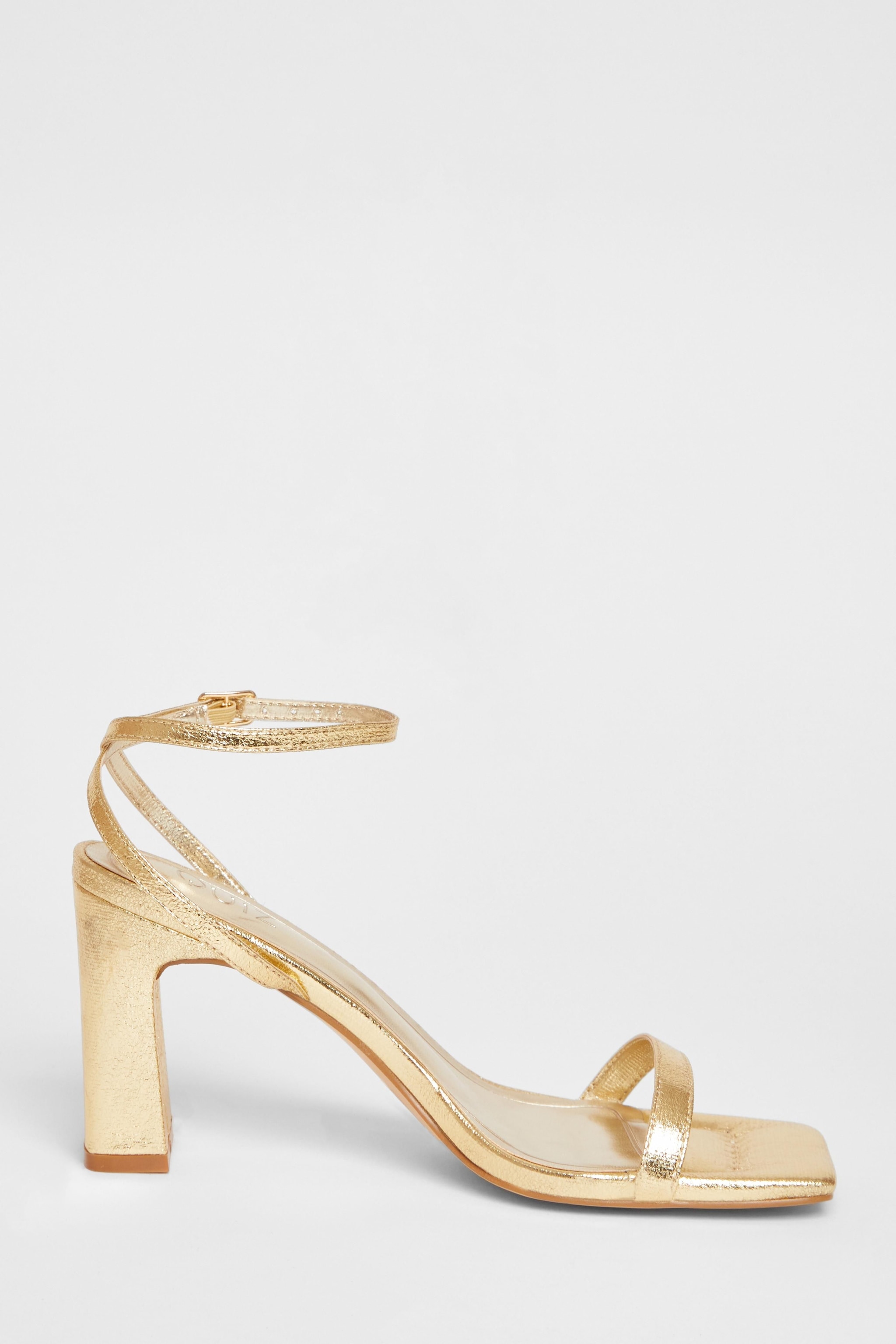 Quiz Gold Barely There Block Heels image 5